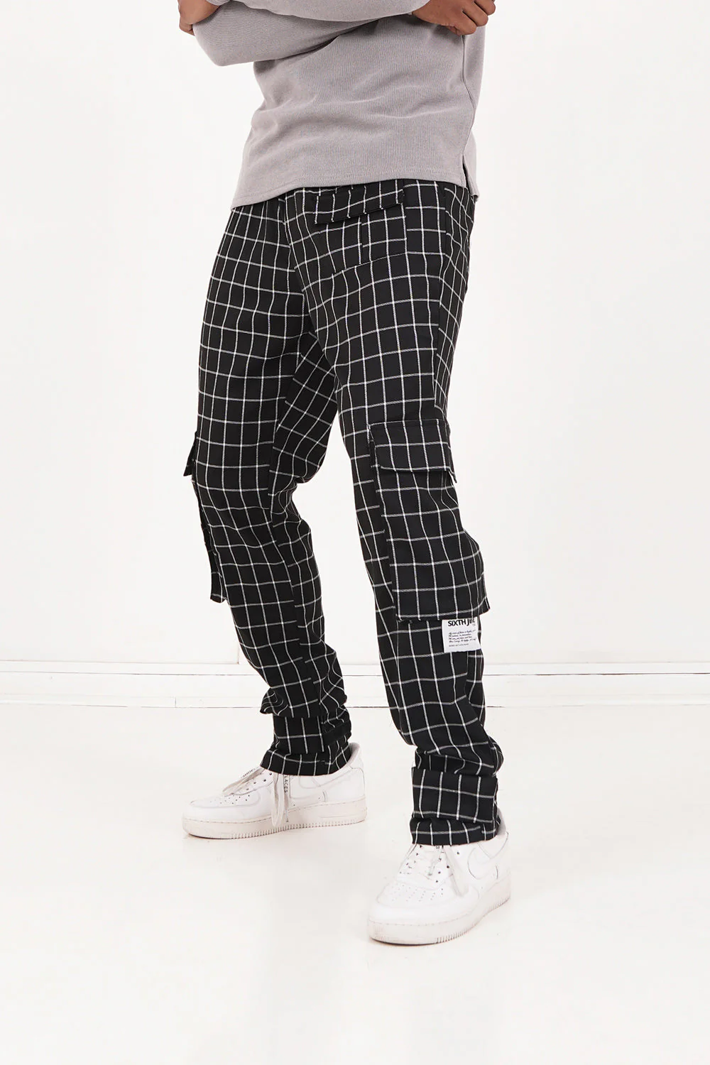 Pantalon cargo carreaux Noir - Image 4