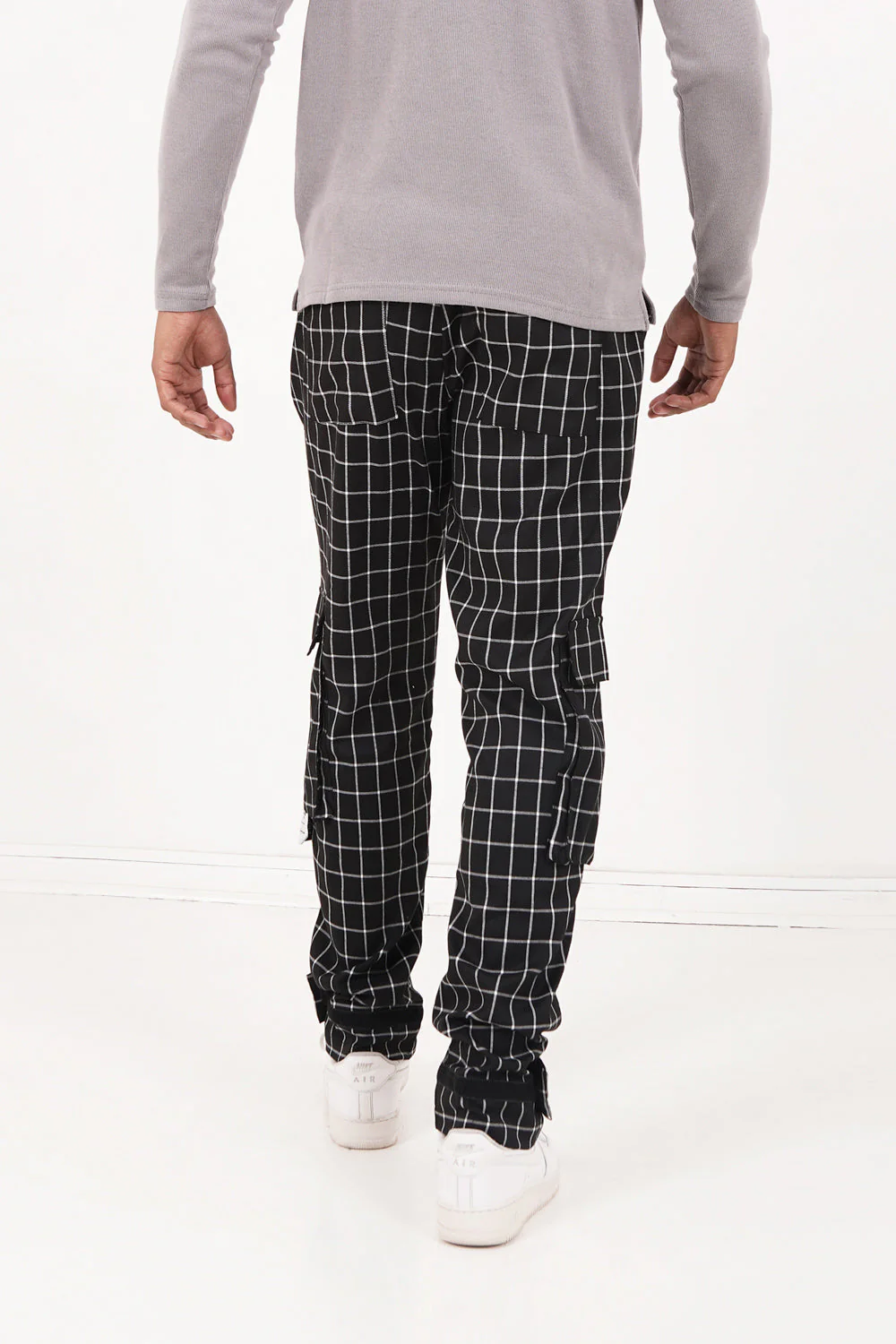 Pantalon cargo carreaux Noir - Image 5