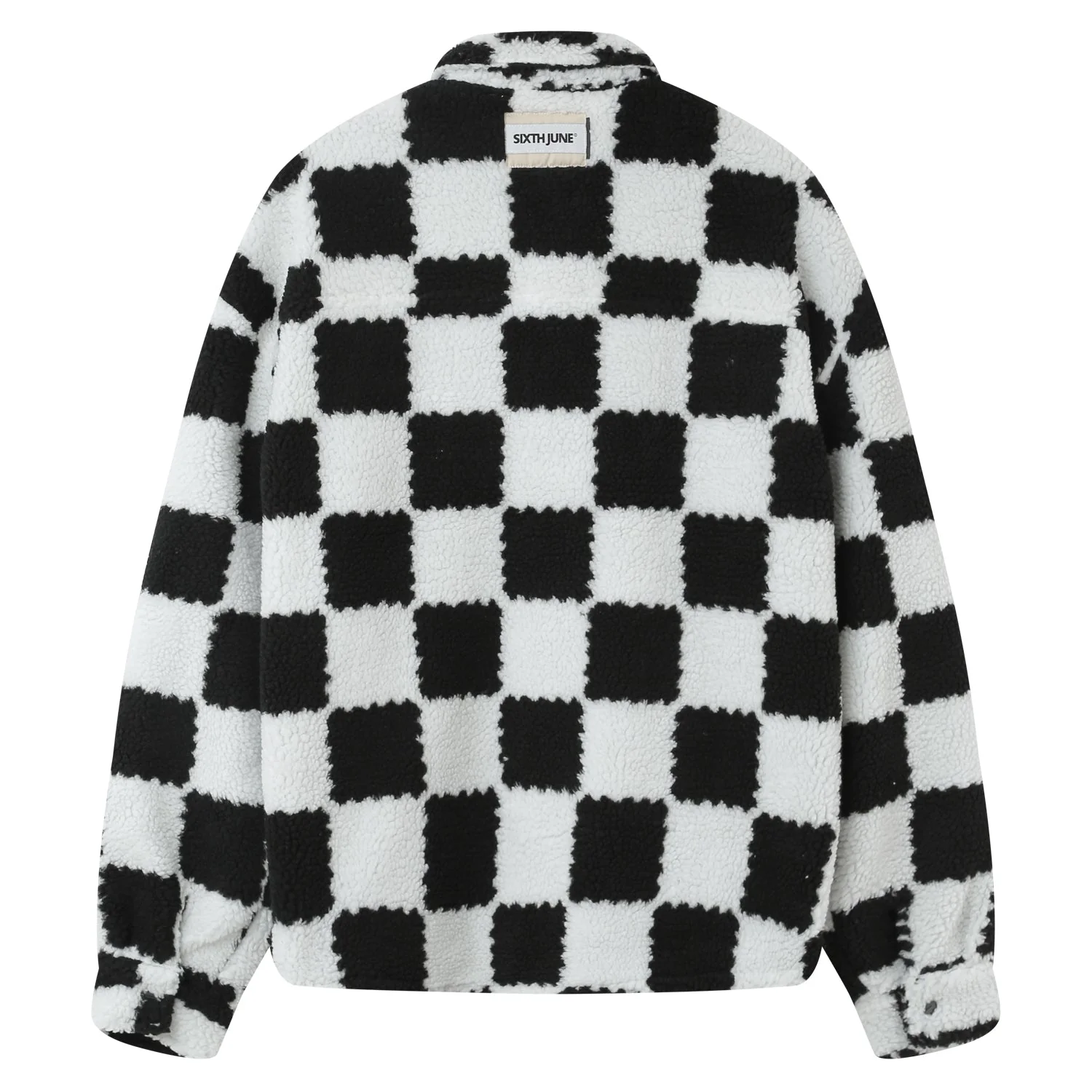 Veste sherpa damier Noir - Image 7