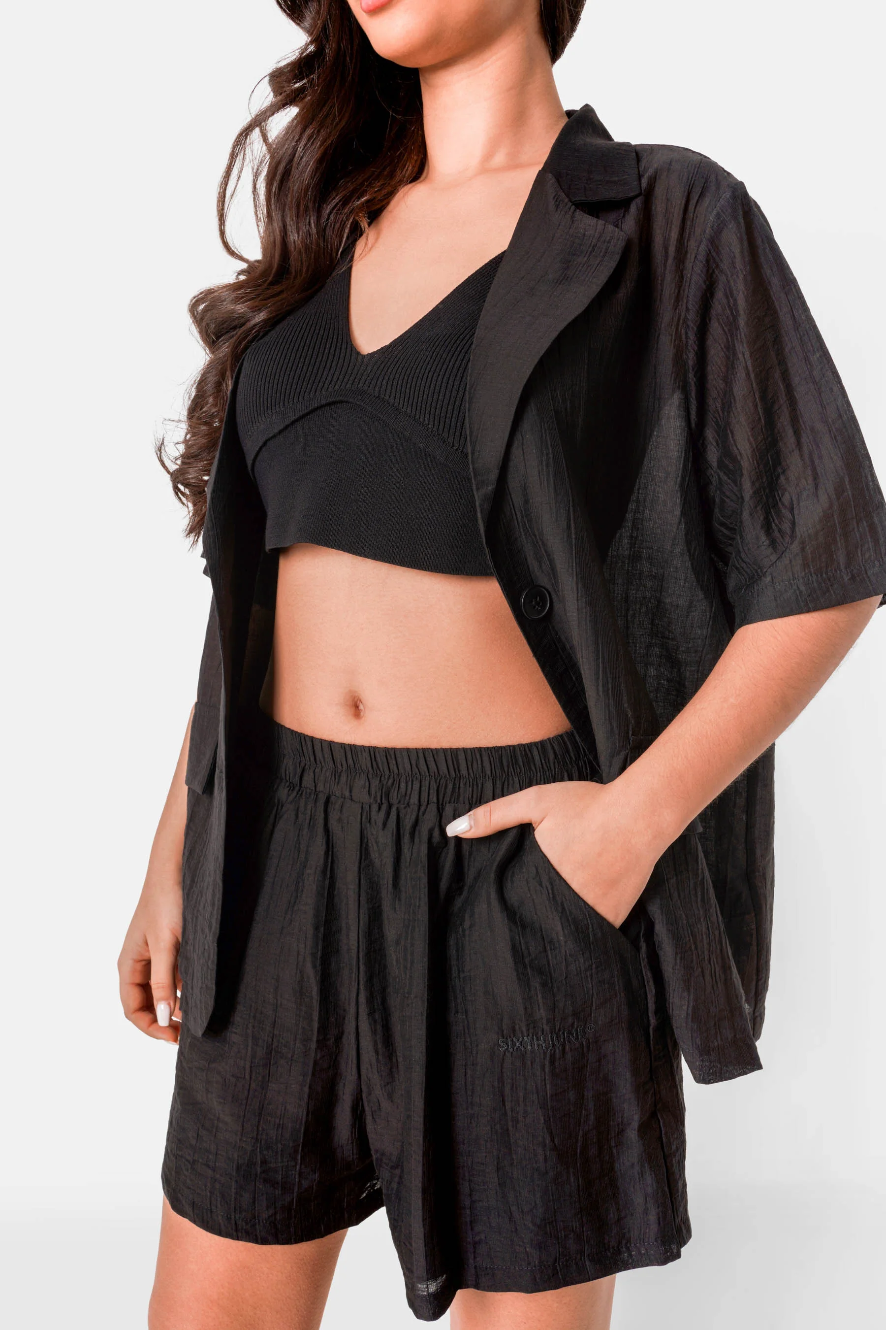 Chemise fluide logo broderie Noir - Image 3