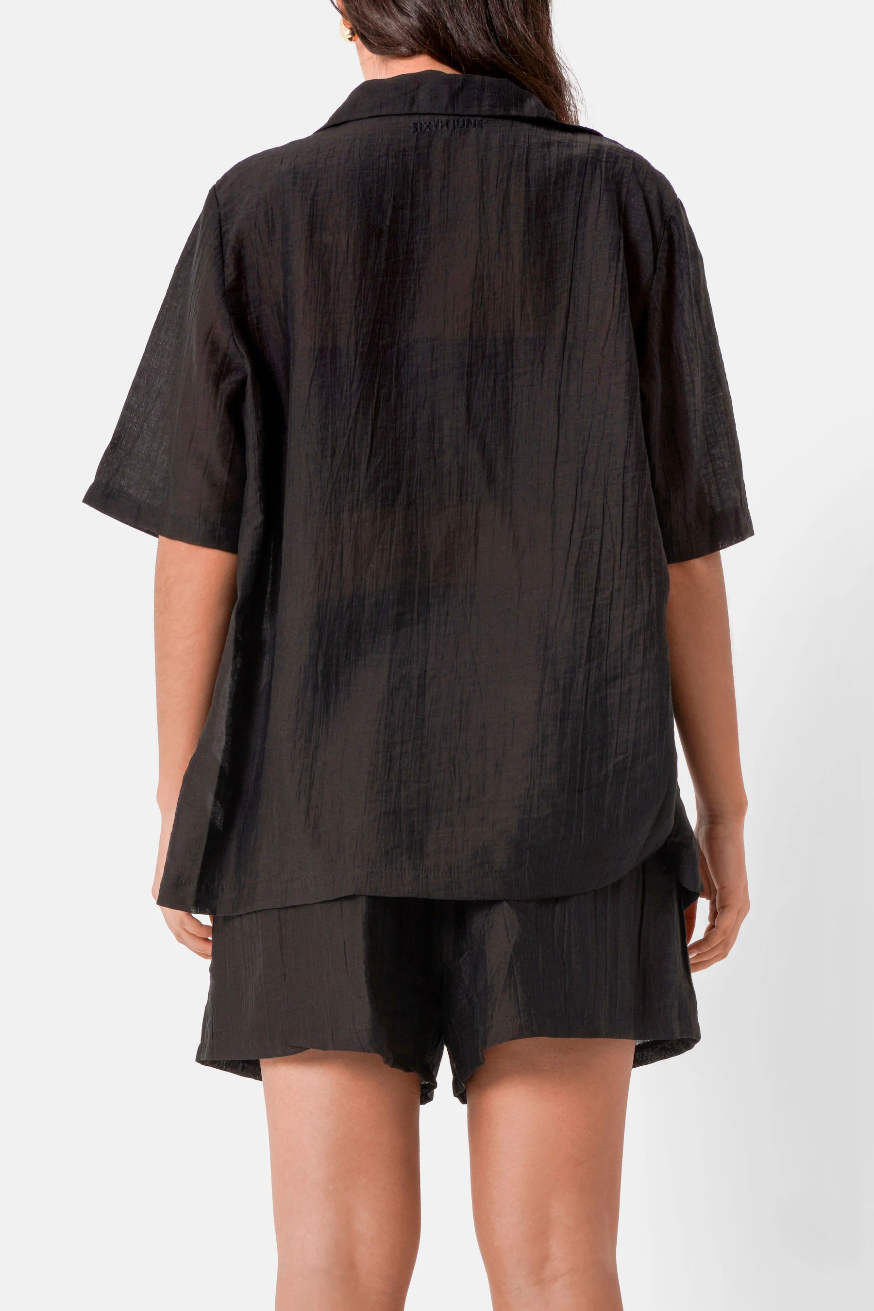 Chemise fluide logo broderie Noir - Image 5