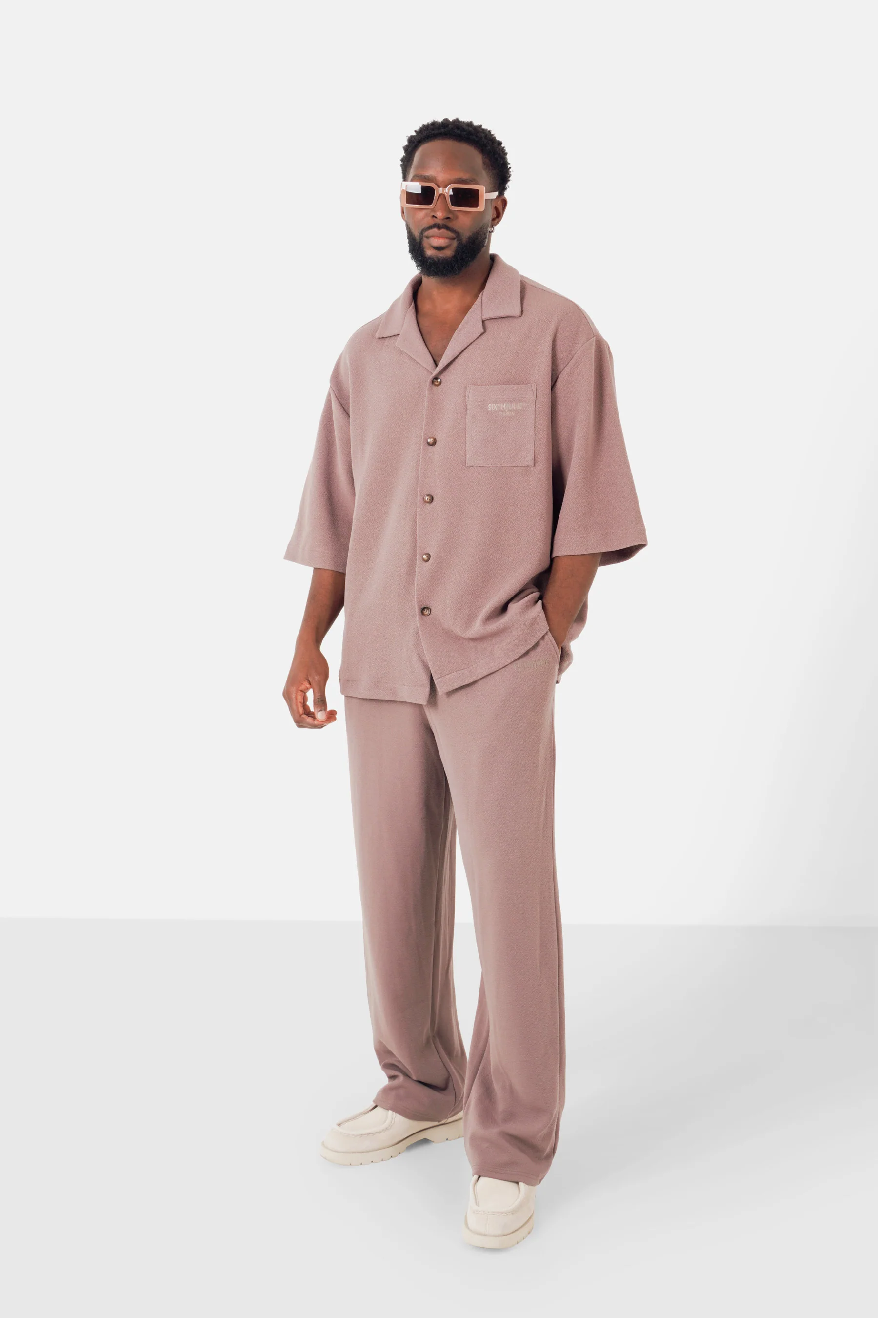 Chemise texturé logo Marron - Image 2
