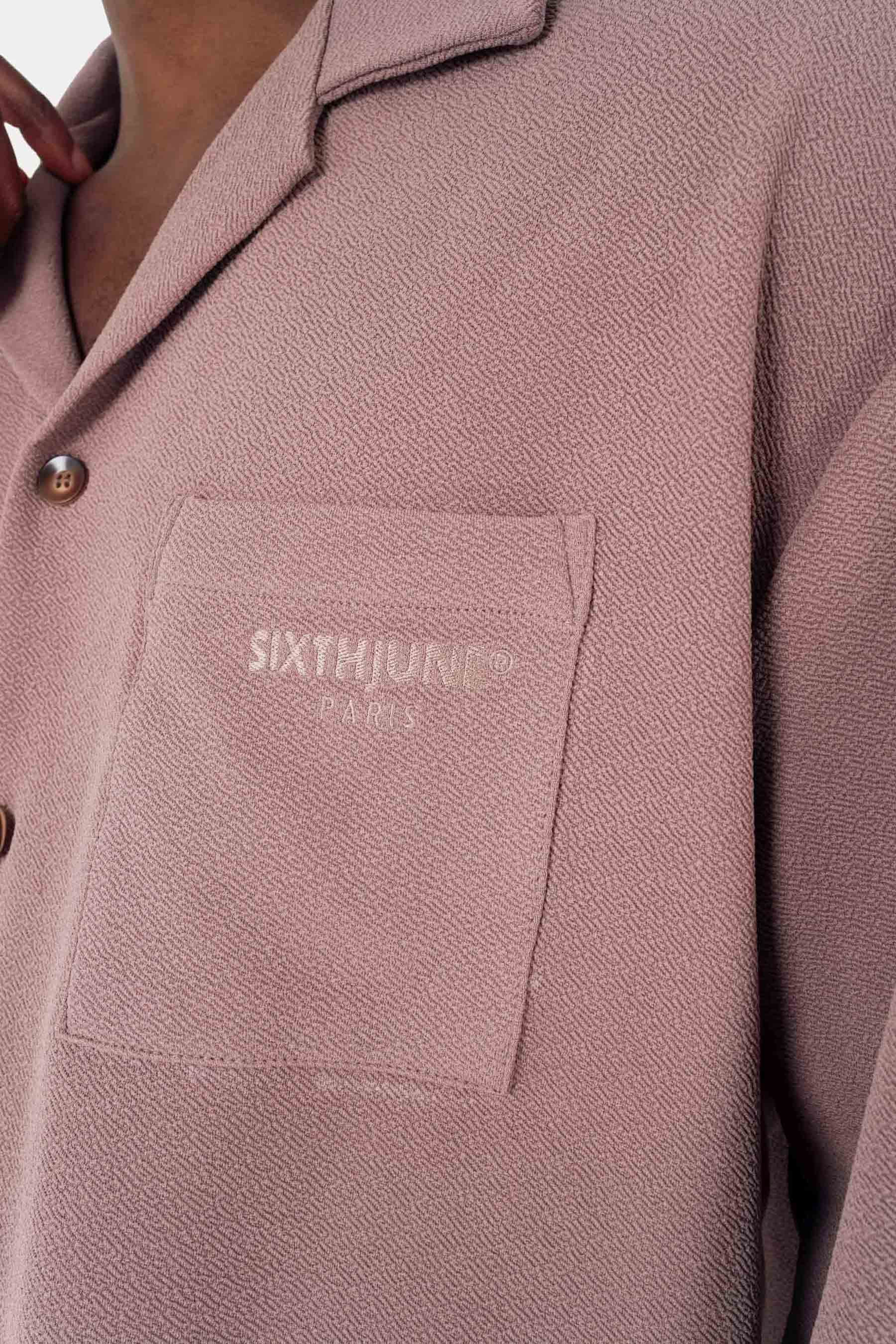 Chemise texturé logo Marron - Image 3