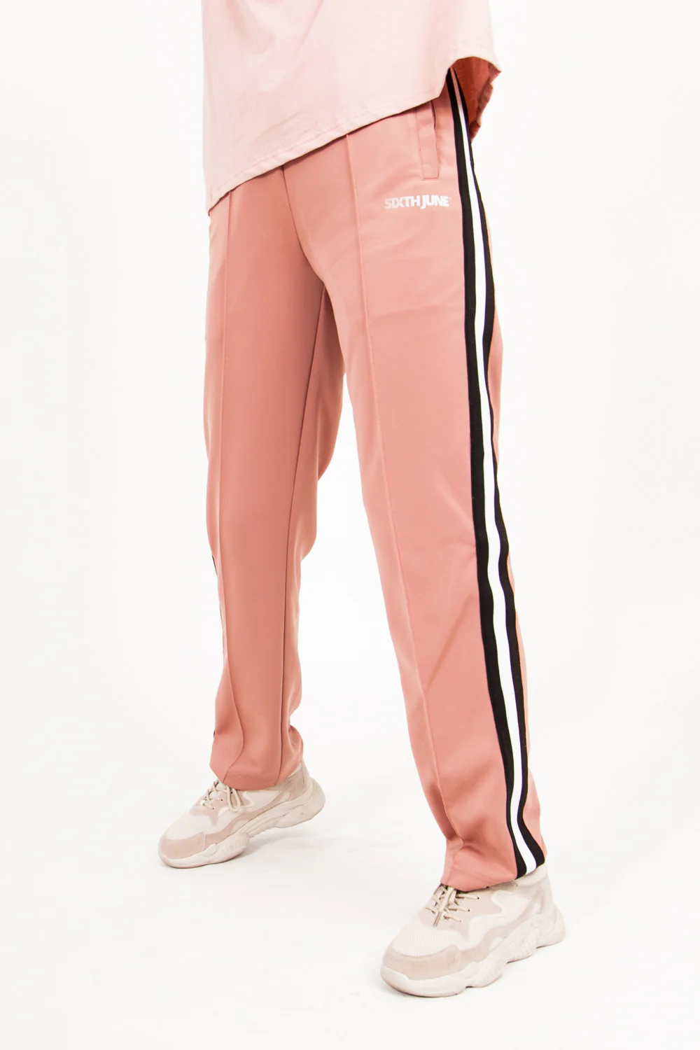 Pantalon jogging bande rose - Image 3