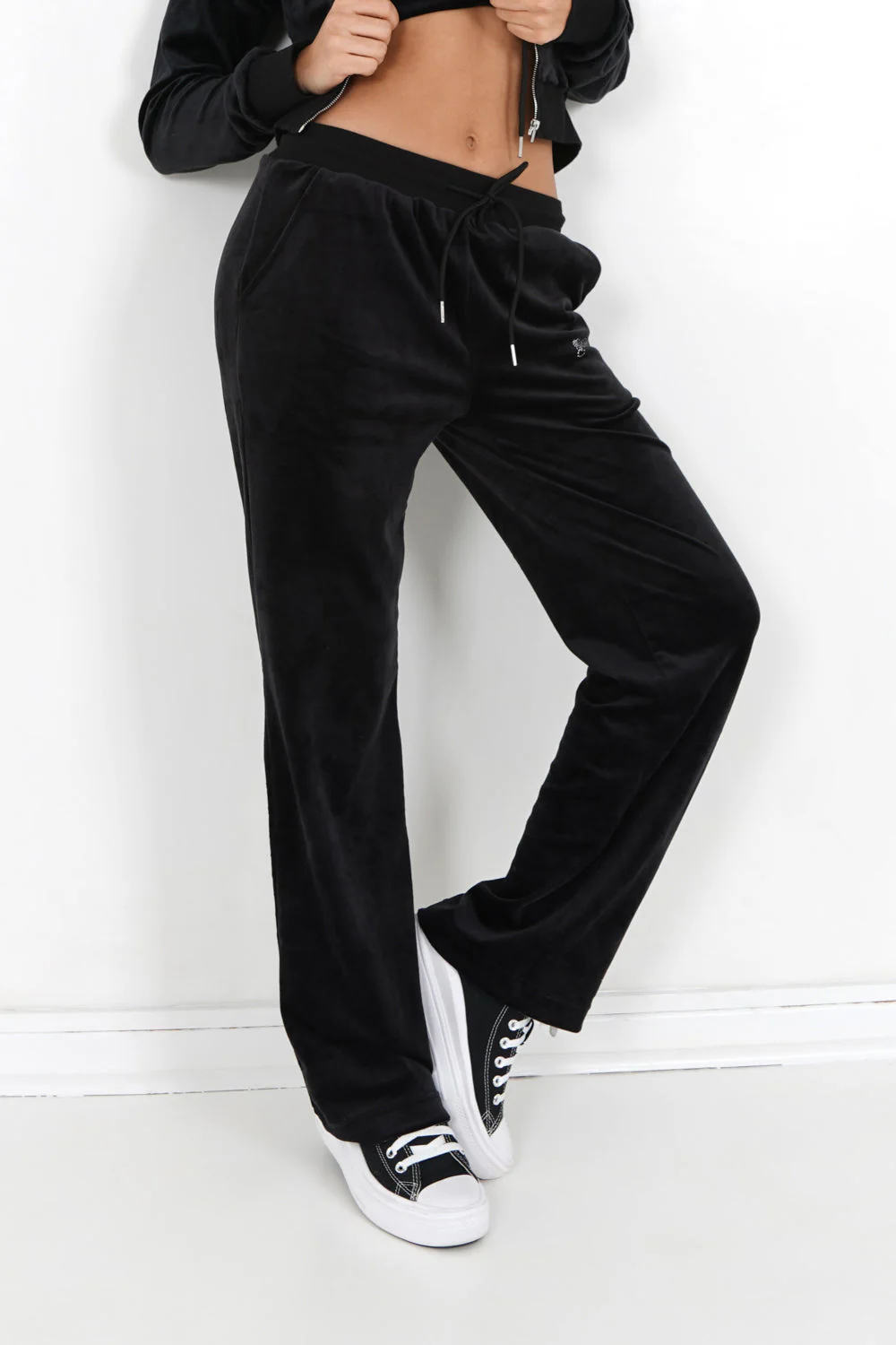 Jogging droit velours strass Noir - Image 4