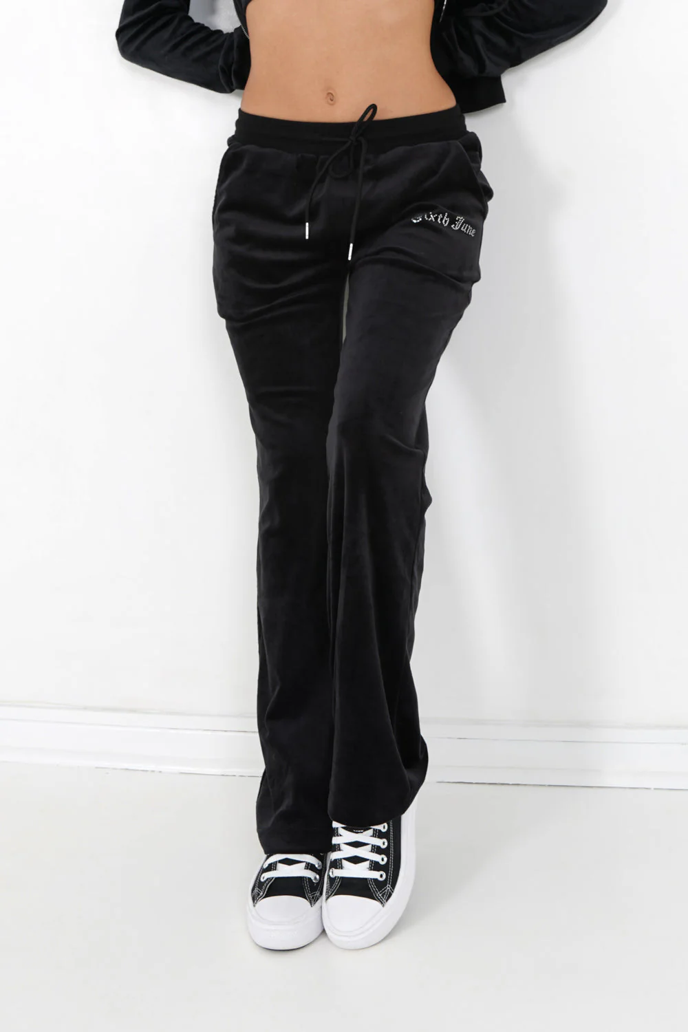 Jogging droit velours strass Noir - Image 5