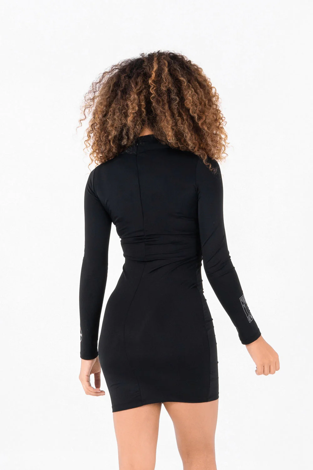 Robe soyeuse manches longues Noir - Image 5