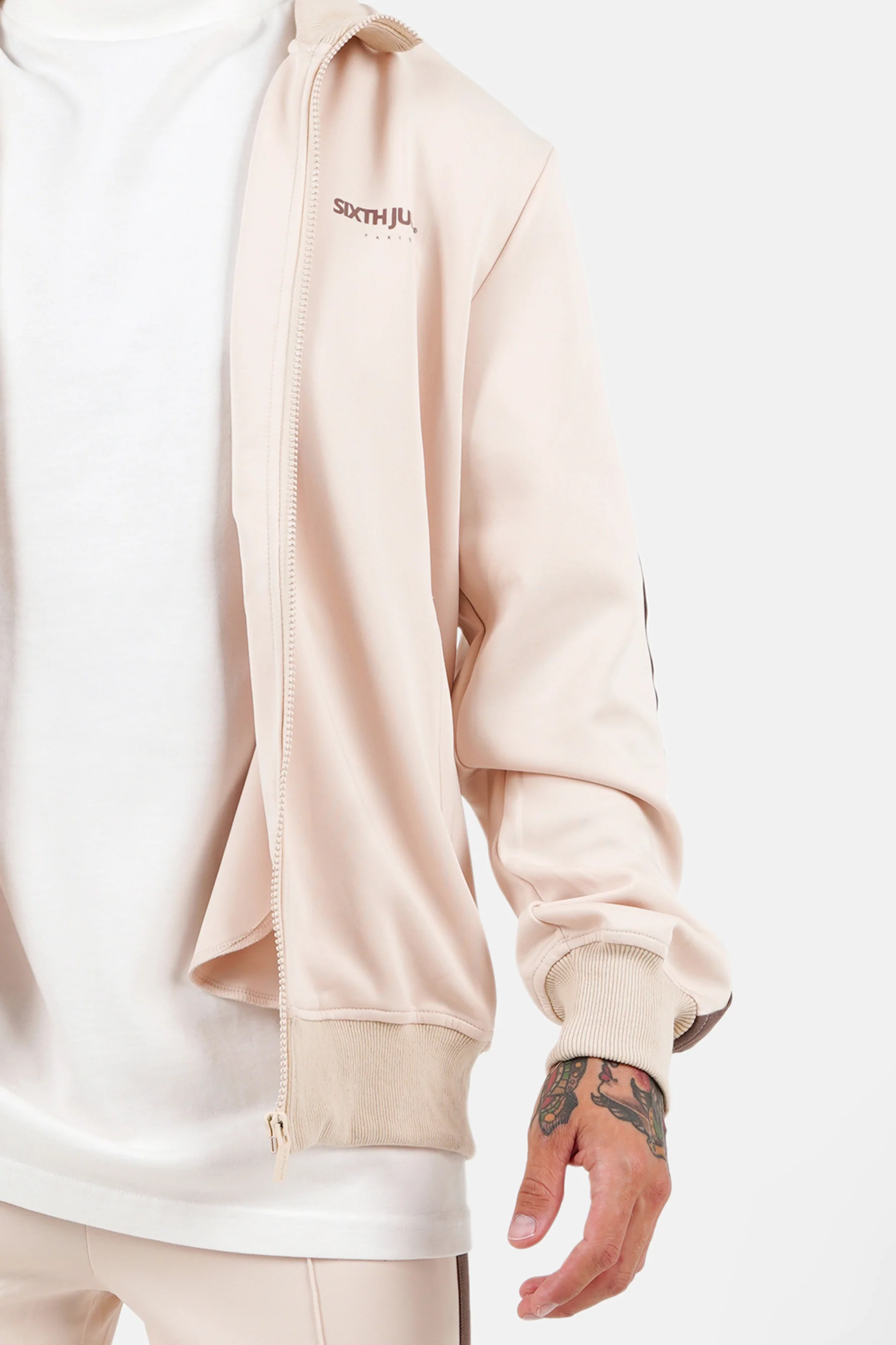 Veste zip bandes Beige - Image 3