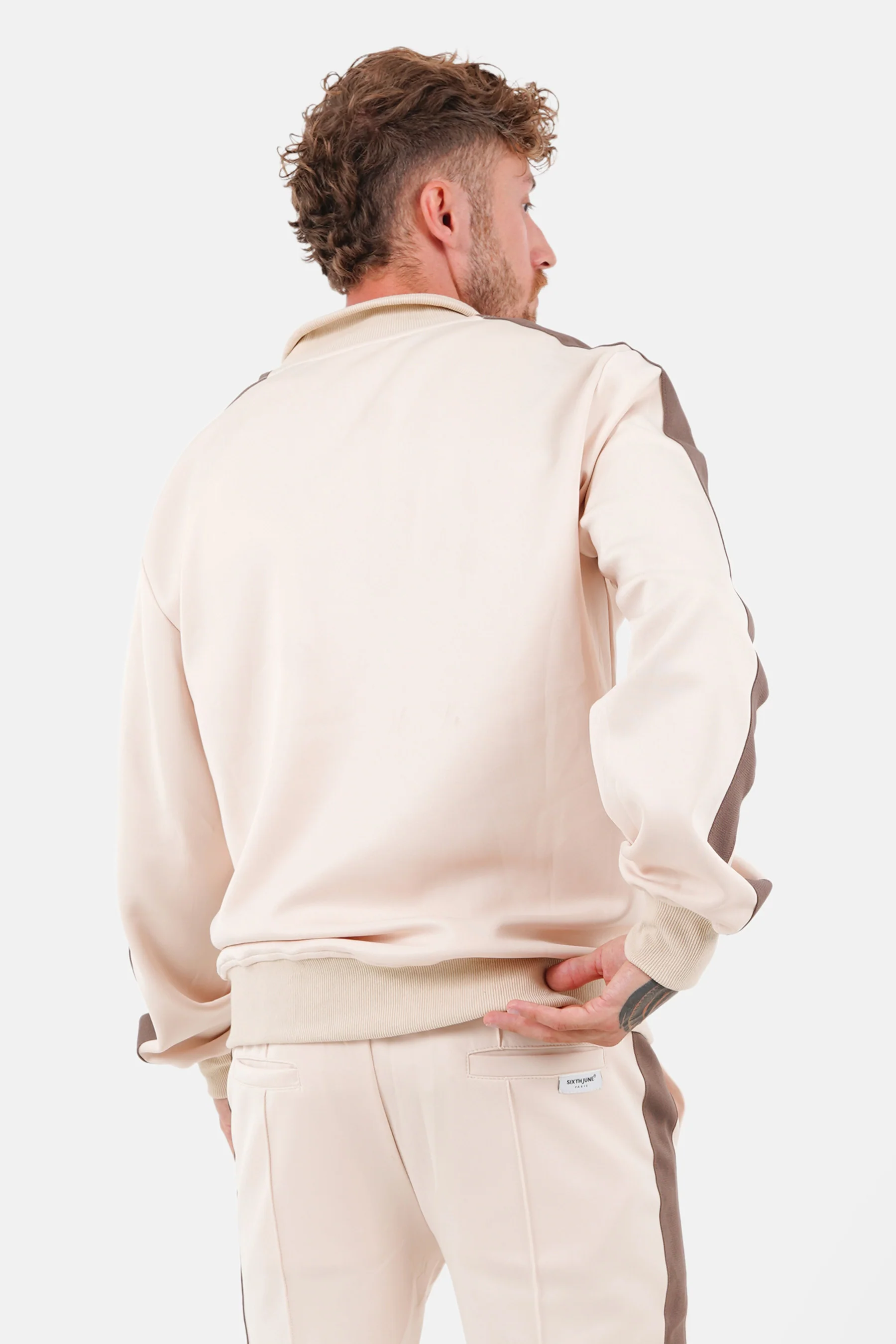 Veste zip bandes Beige - Image 5
