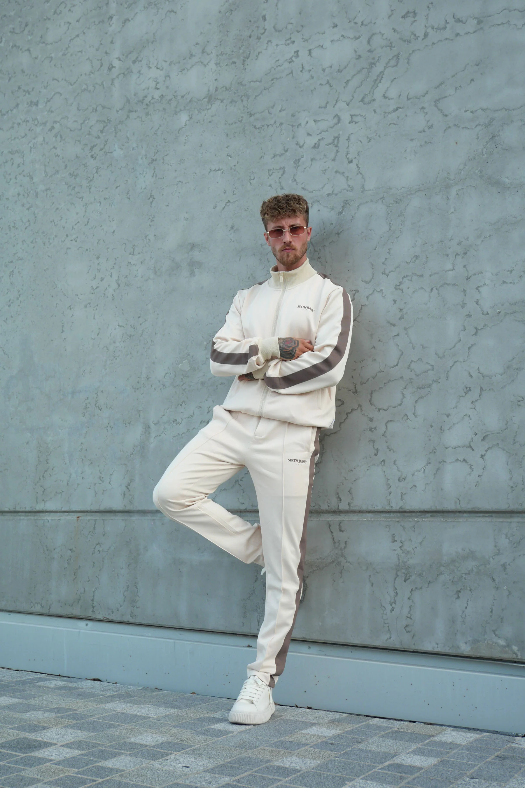 Veste zip bandes Beige - Image 6