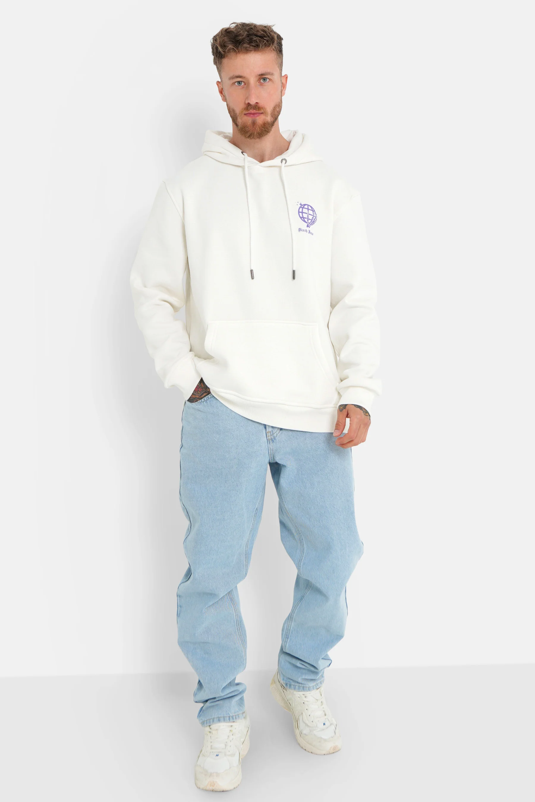 Sweatshirt capuche globe Blanc - Image 2