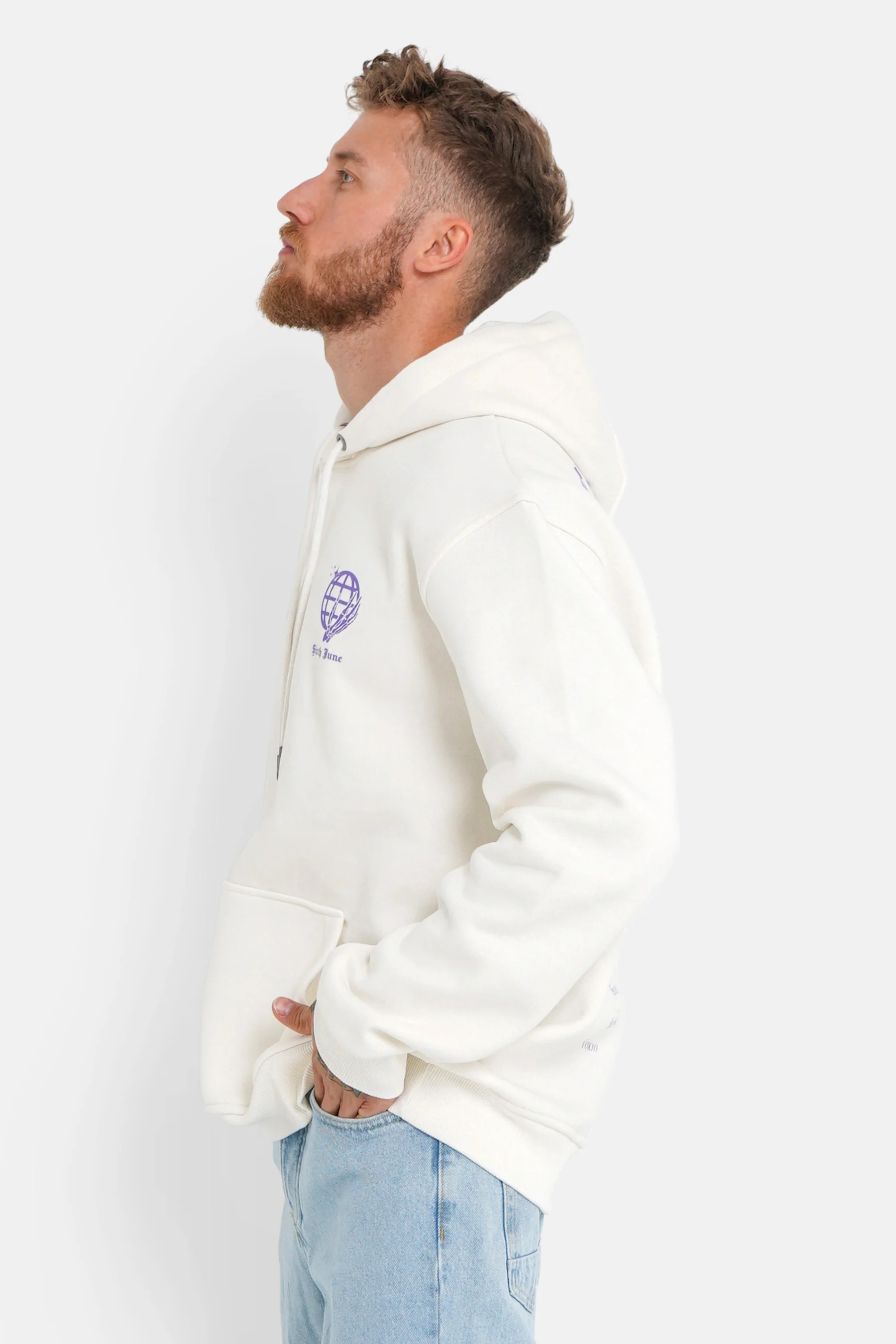Sweatshirt capuche globe Blanc - Image 4