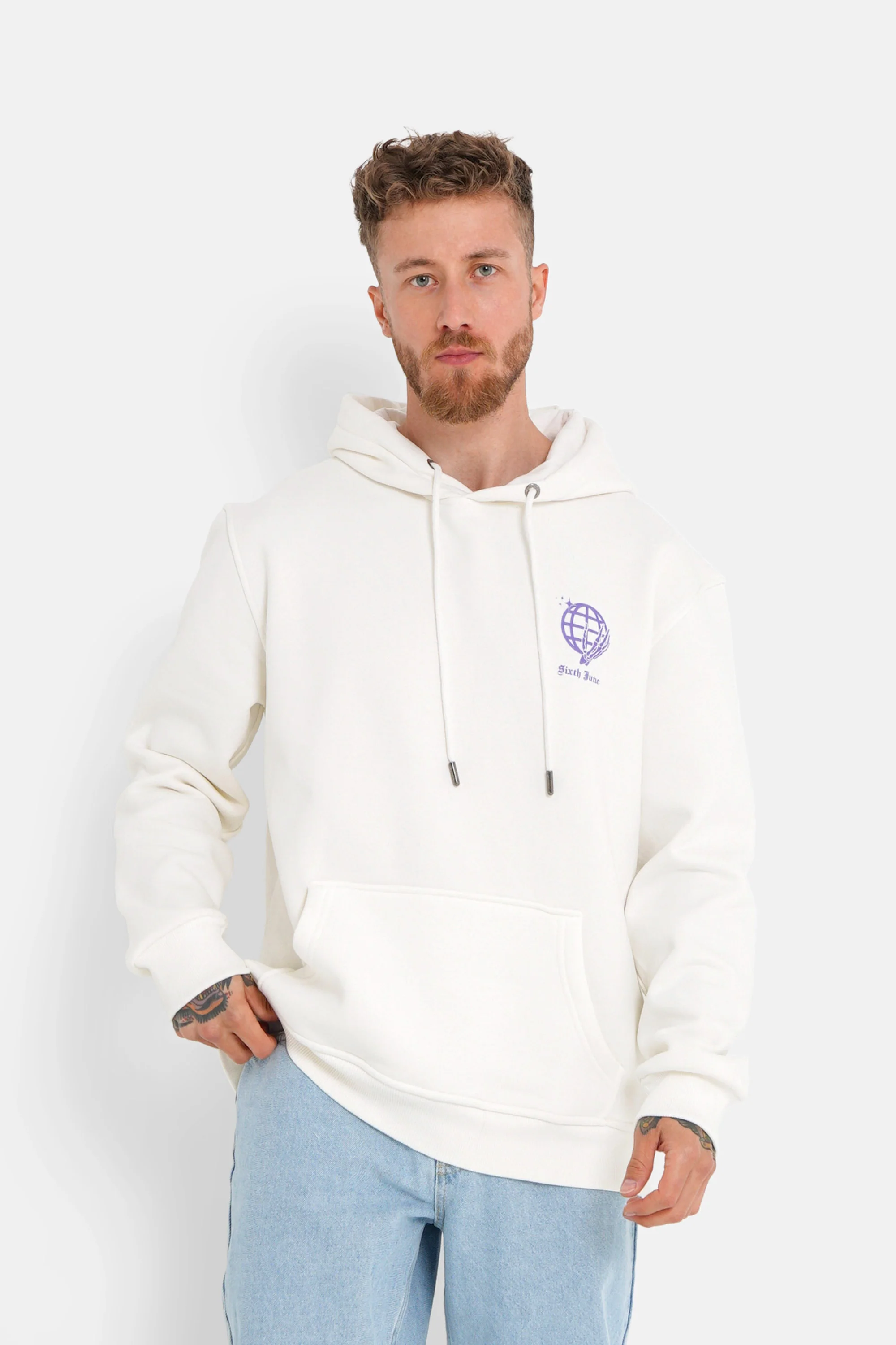 Sweatshirt capuche globe Blanc - Image 5