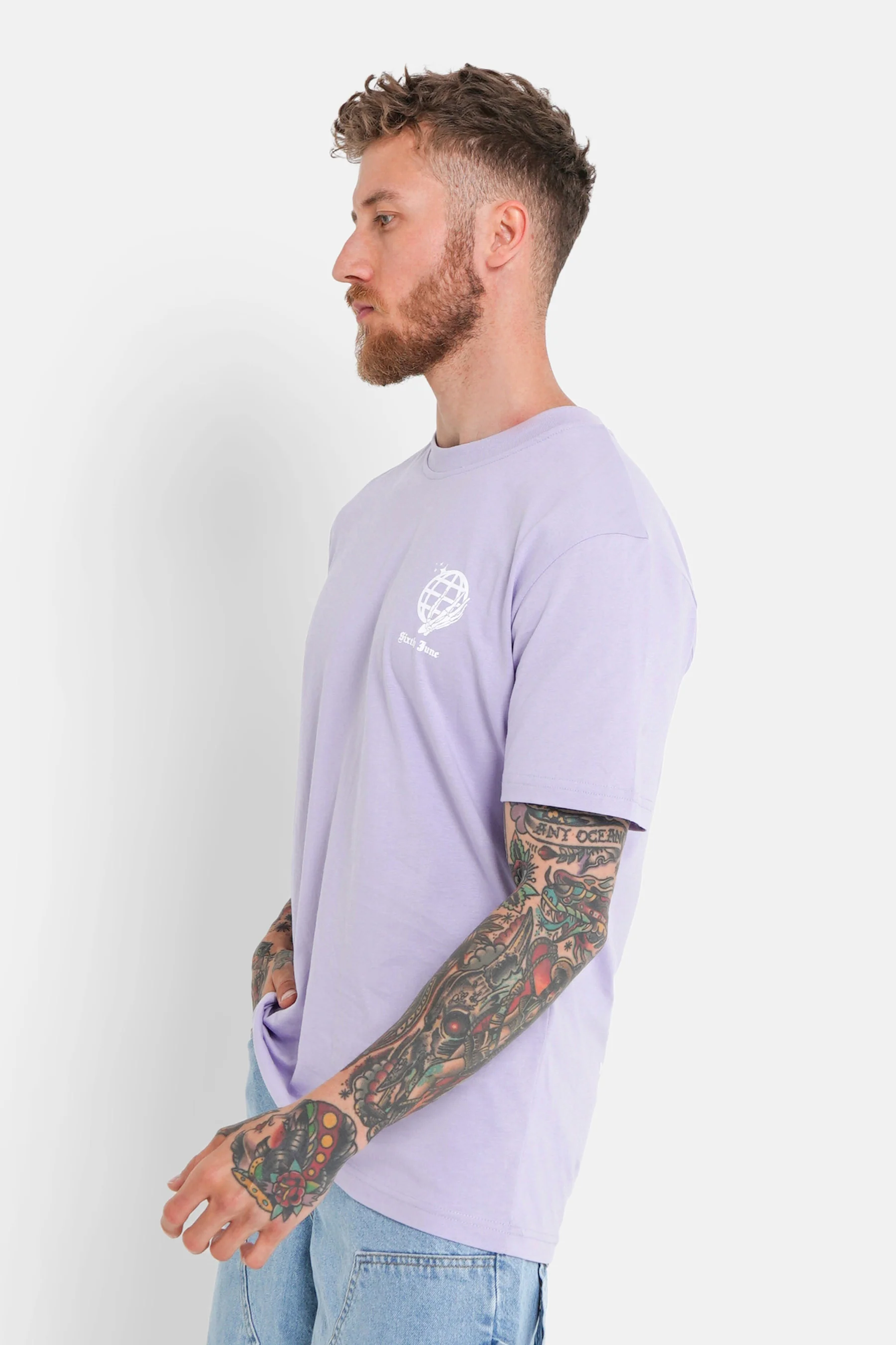 T-shirt crew globe Violet clair - Image 4