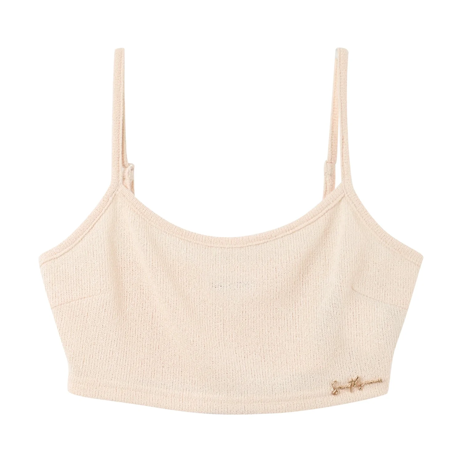 Top bretelles bijou côtelé Beige - Image 7