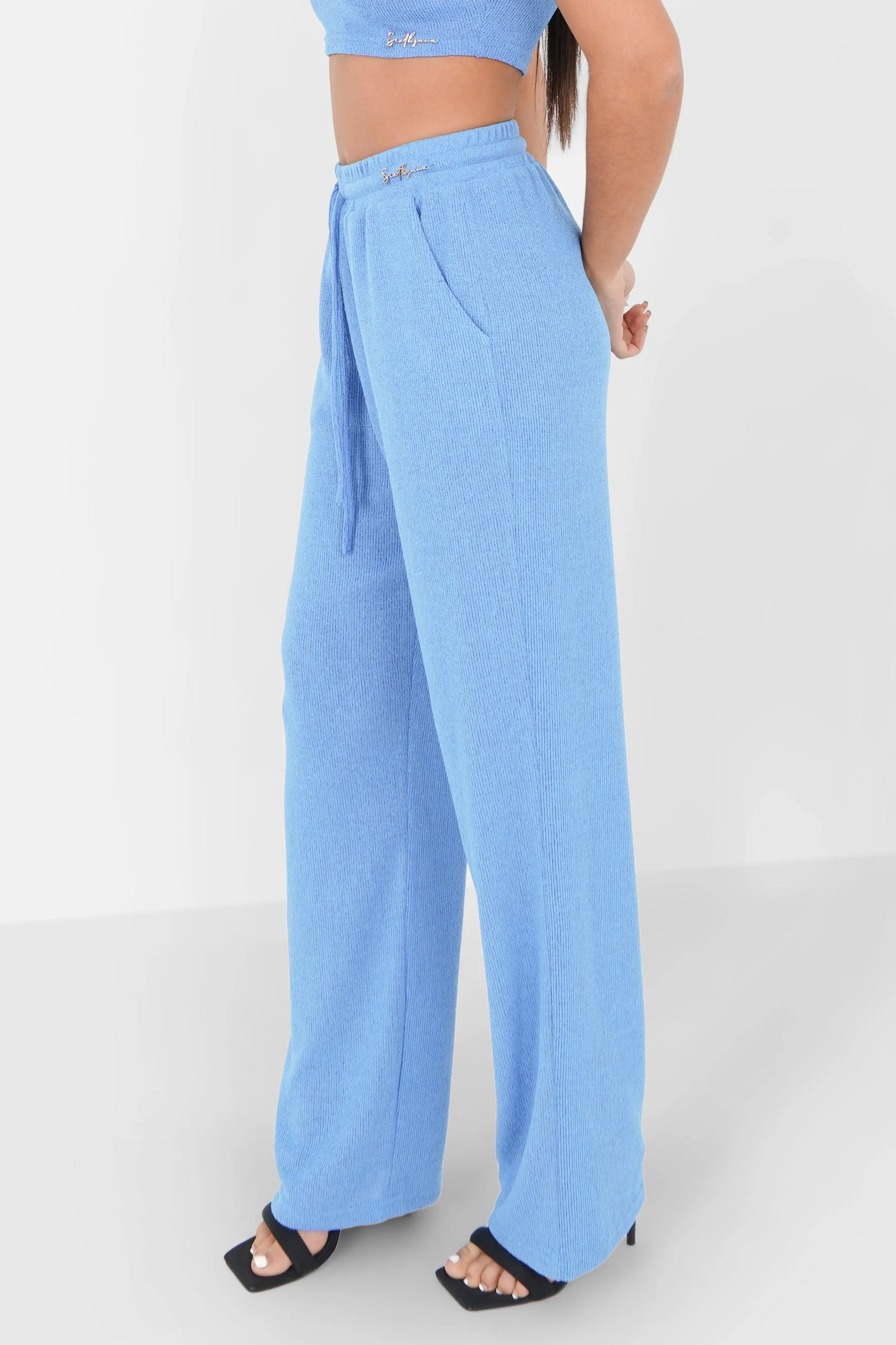 Pantalon bijou fluide Bleu - Image 4