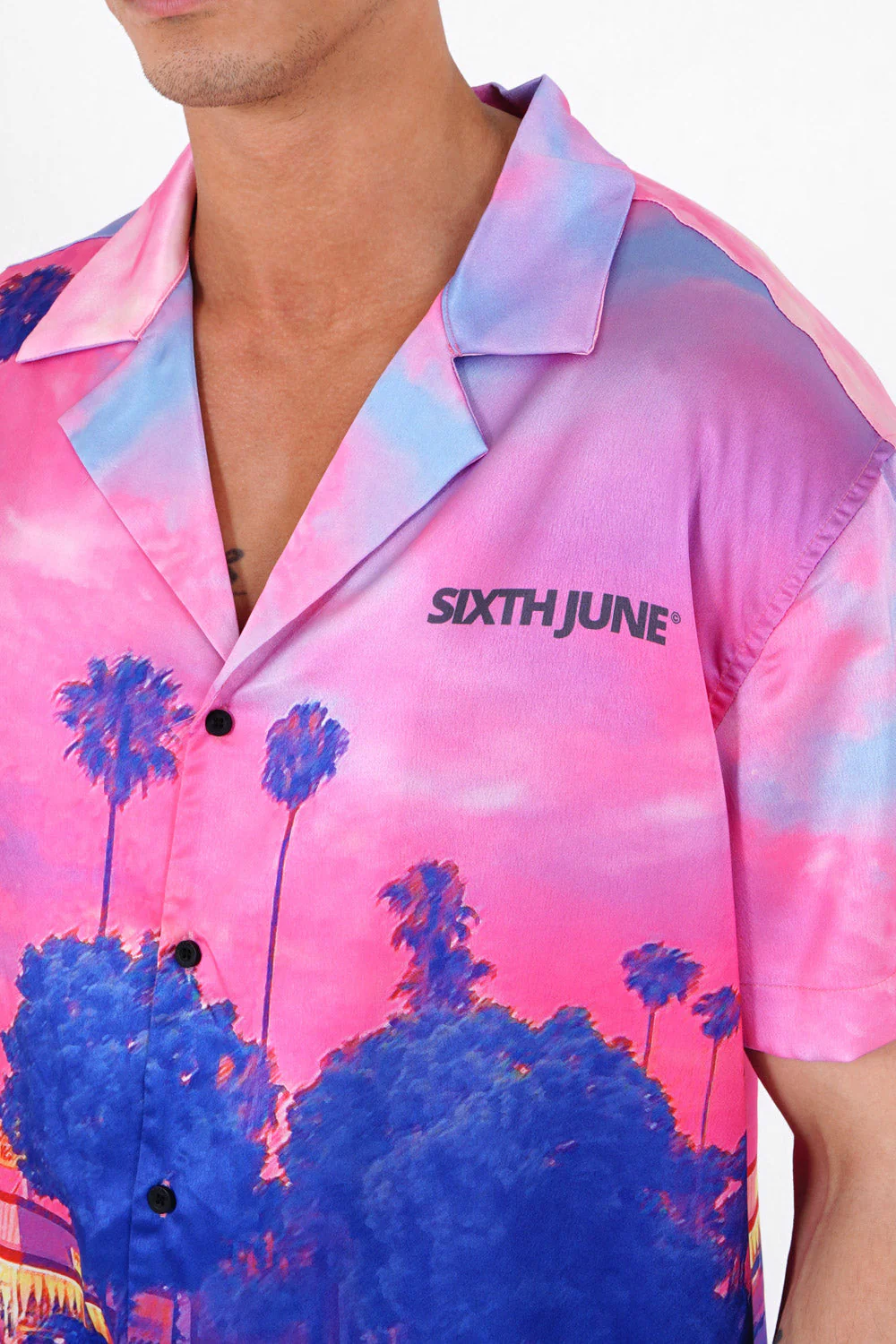 Chemise satiné sunset Rose - Image 3