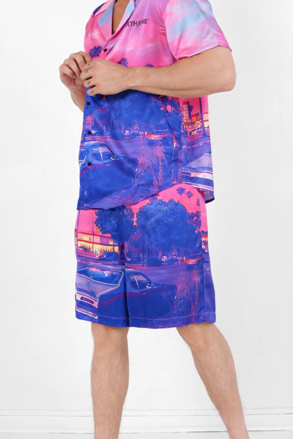 Short satiné sunset Rose - Image 4