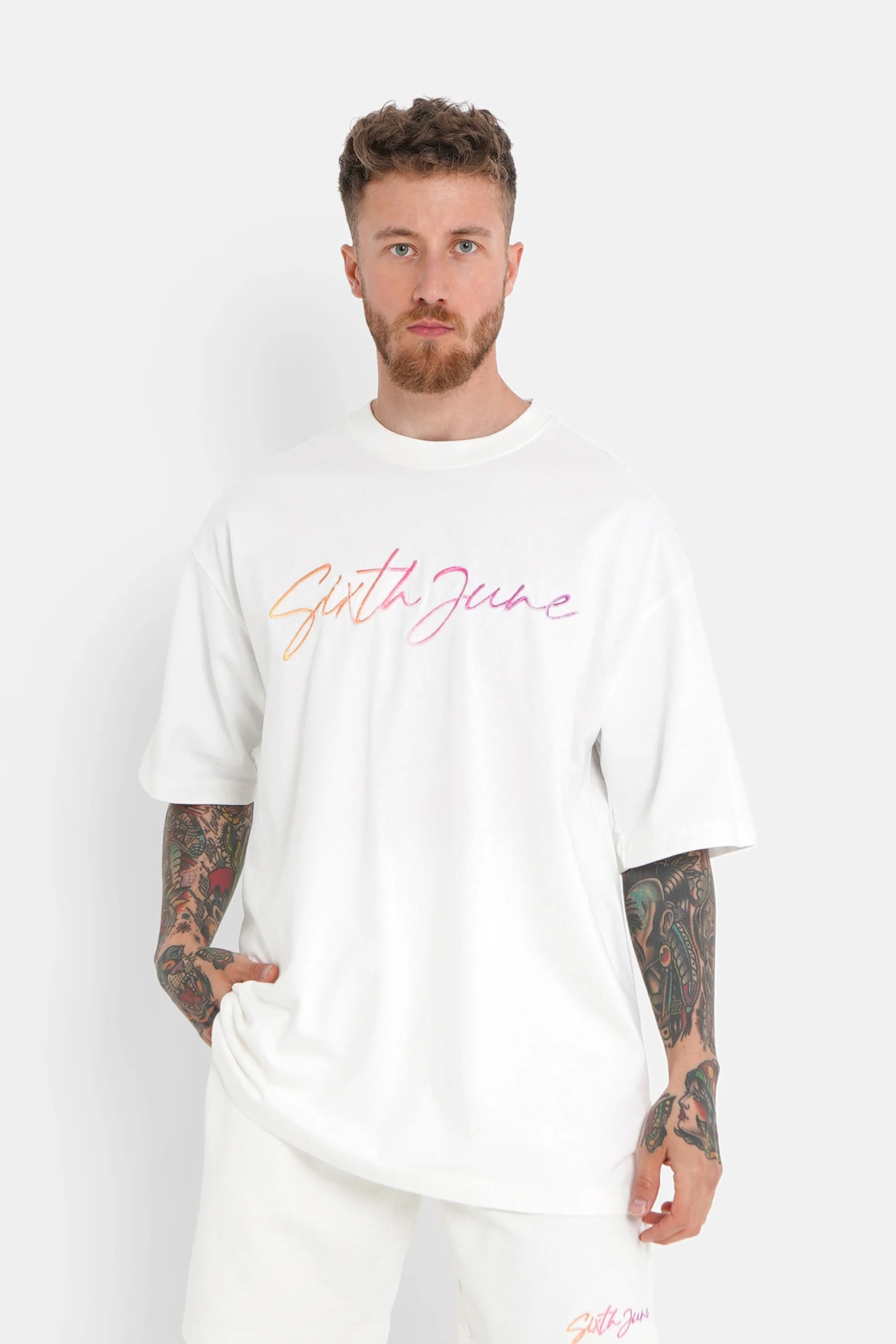 T-shirt logo signature relief Blanc
