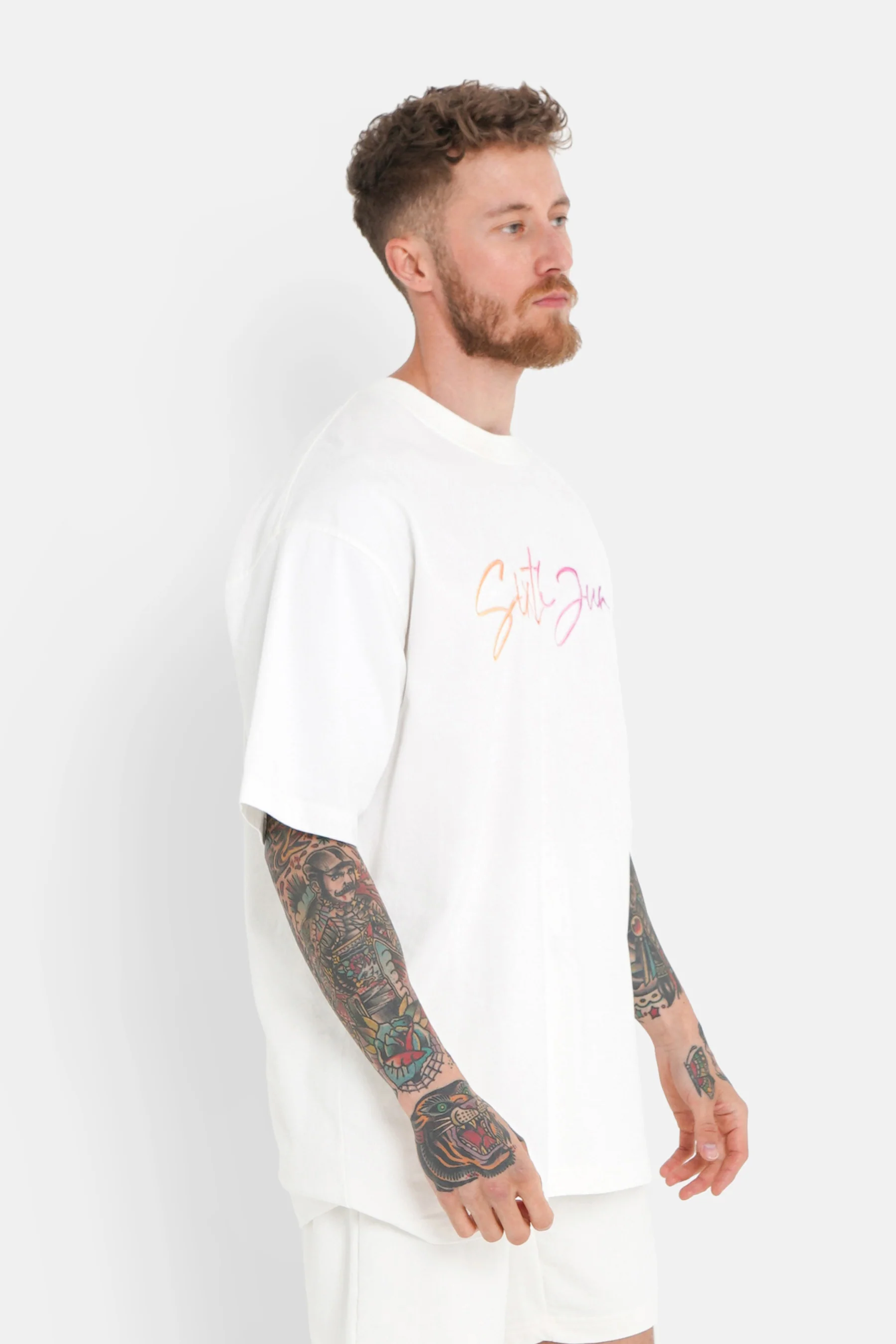 T-shirt logo signature relief Blanc - Image 4