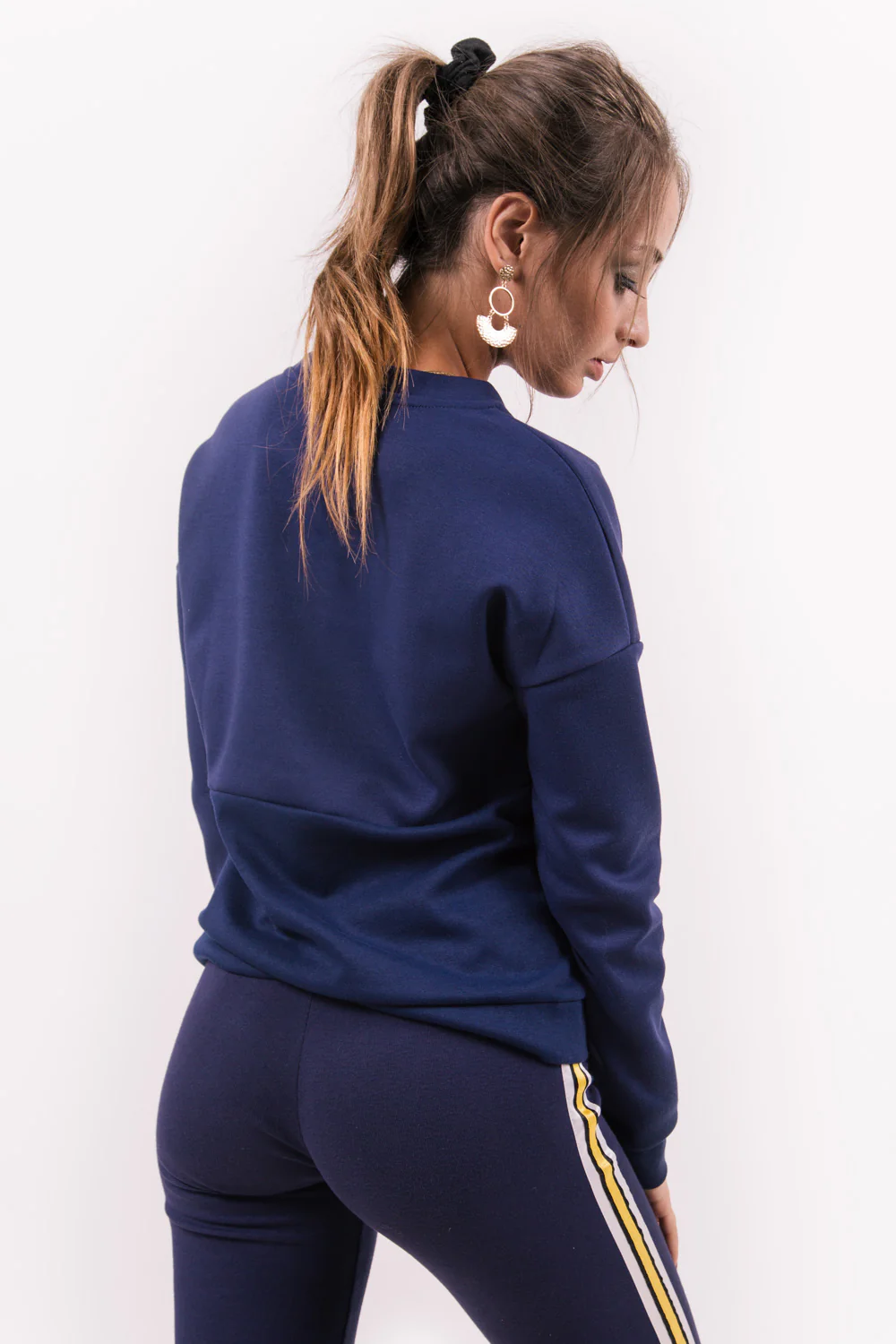 Sweat bicolore bande V bleu - Image 4