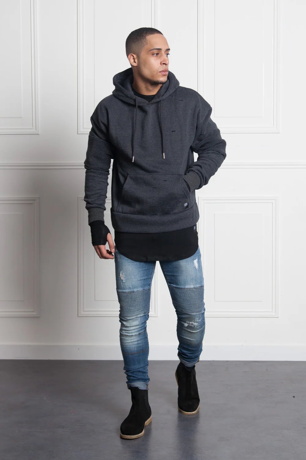 Sweat biker destroy gris foncé M2127PSW - Image 2