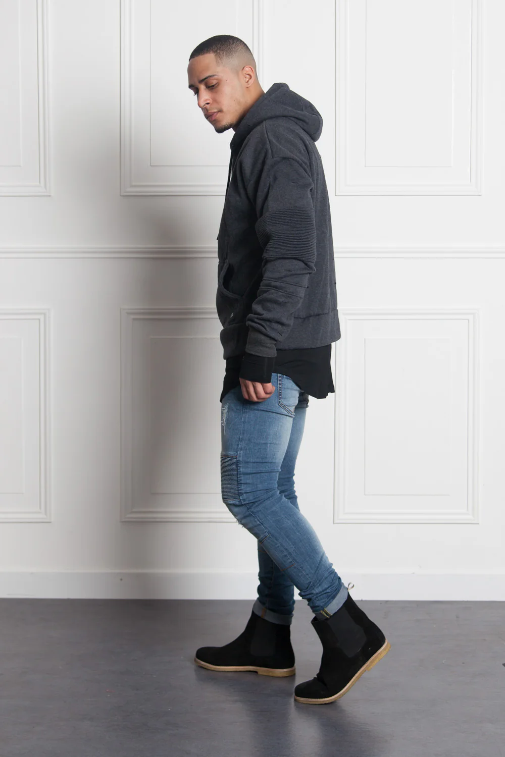 Sweat biker destroy gris foncé M2127PSW - Image 3
