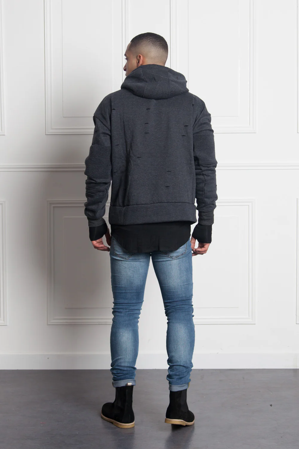 Sweat biker destroy gris foncé M2127PSW - Image 4