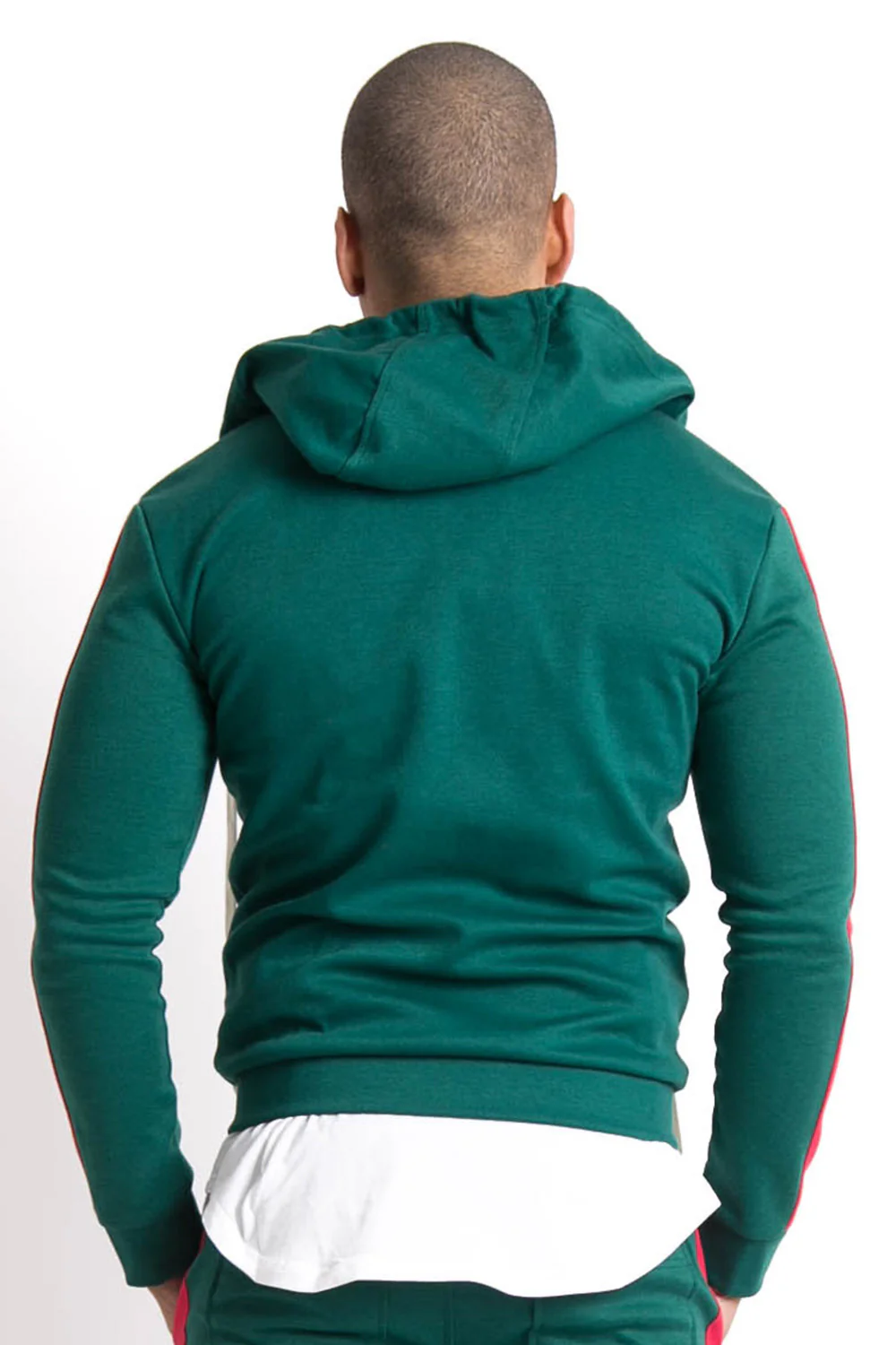 Sweat capuche bandes Sixth June vert rouge - Image 3