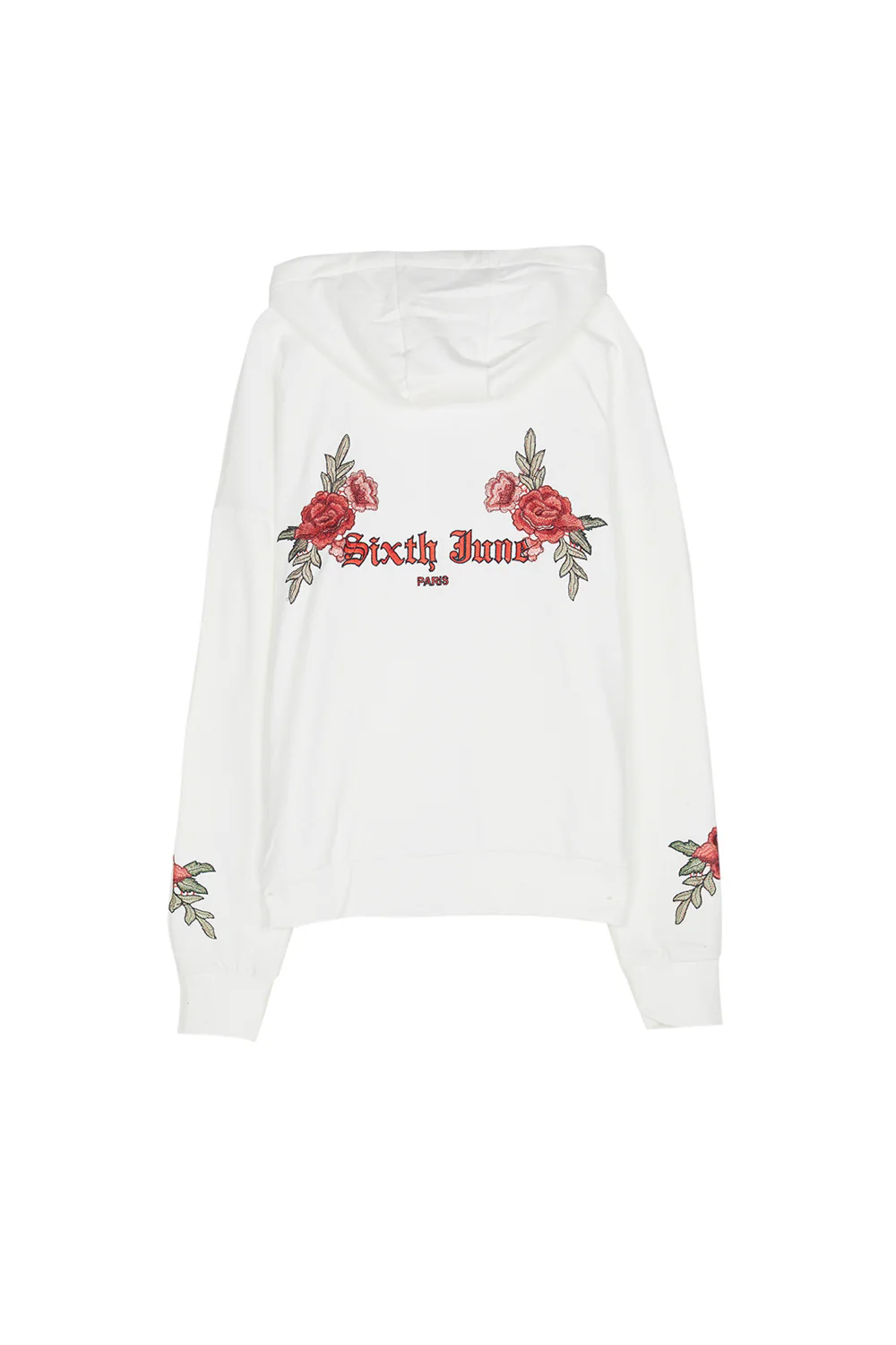 Sweat capuche brodé roses blanc - Image 6