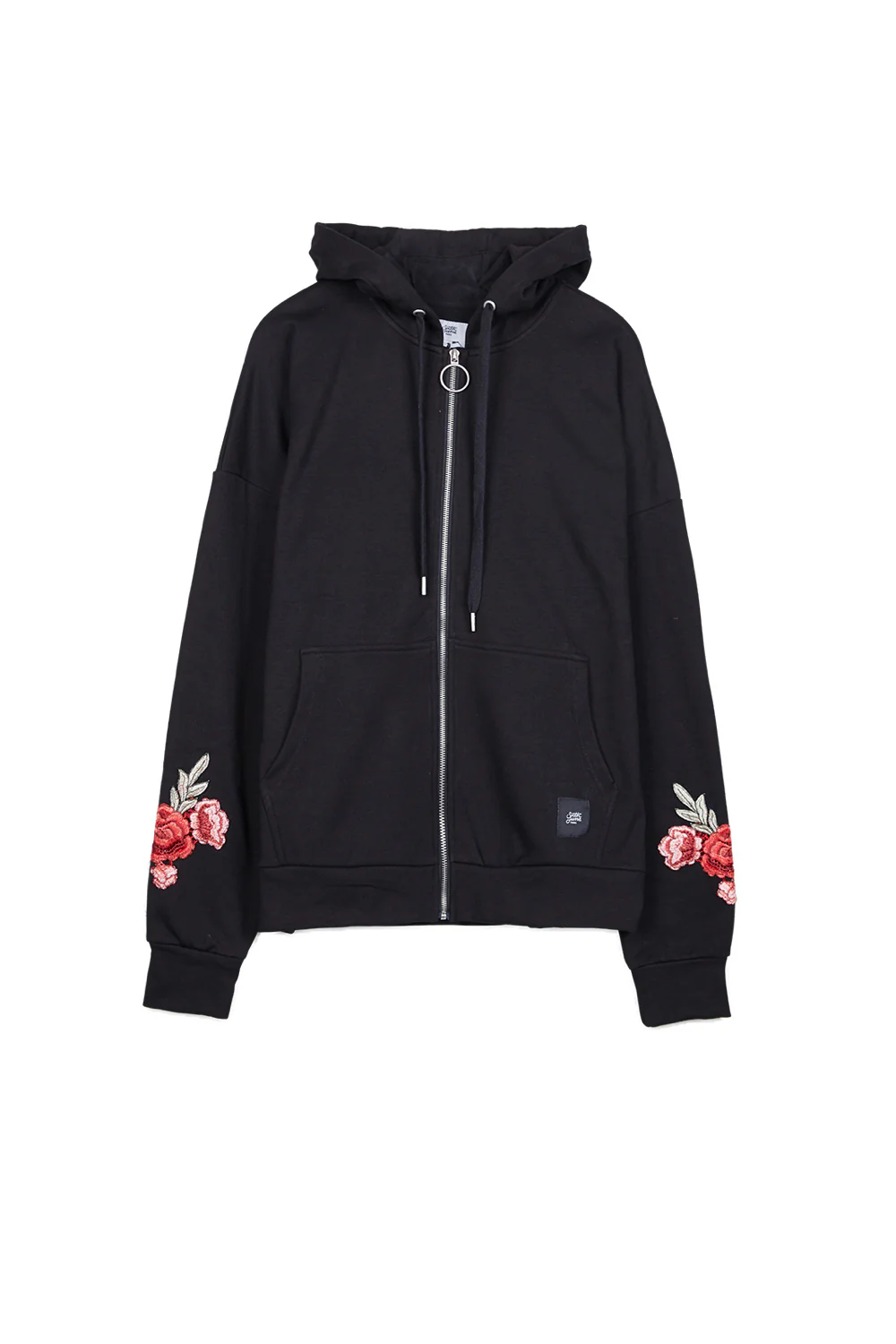 Sweat capuche brodé roses noir - Image 6