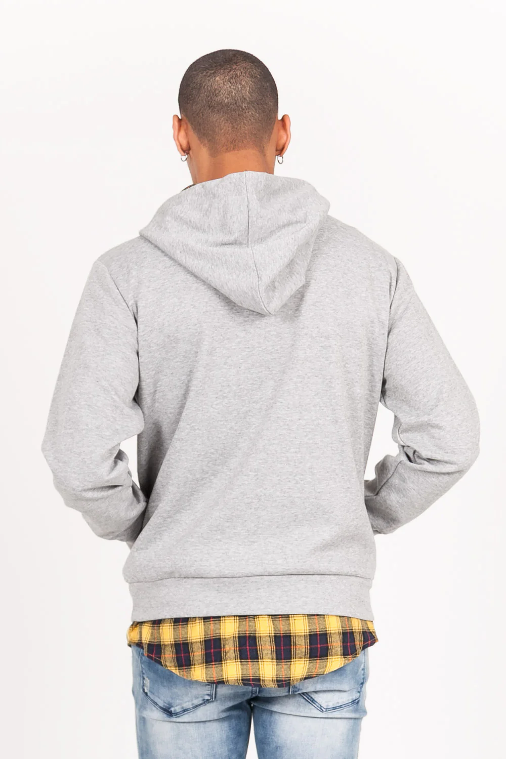 Sweat capuche carreaux logo noir - Image 7
