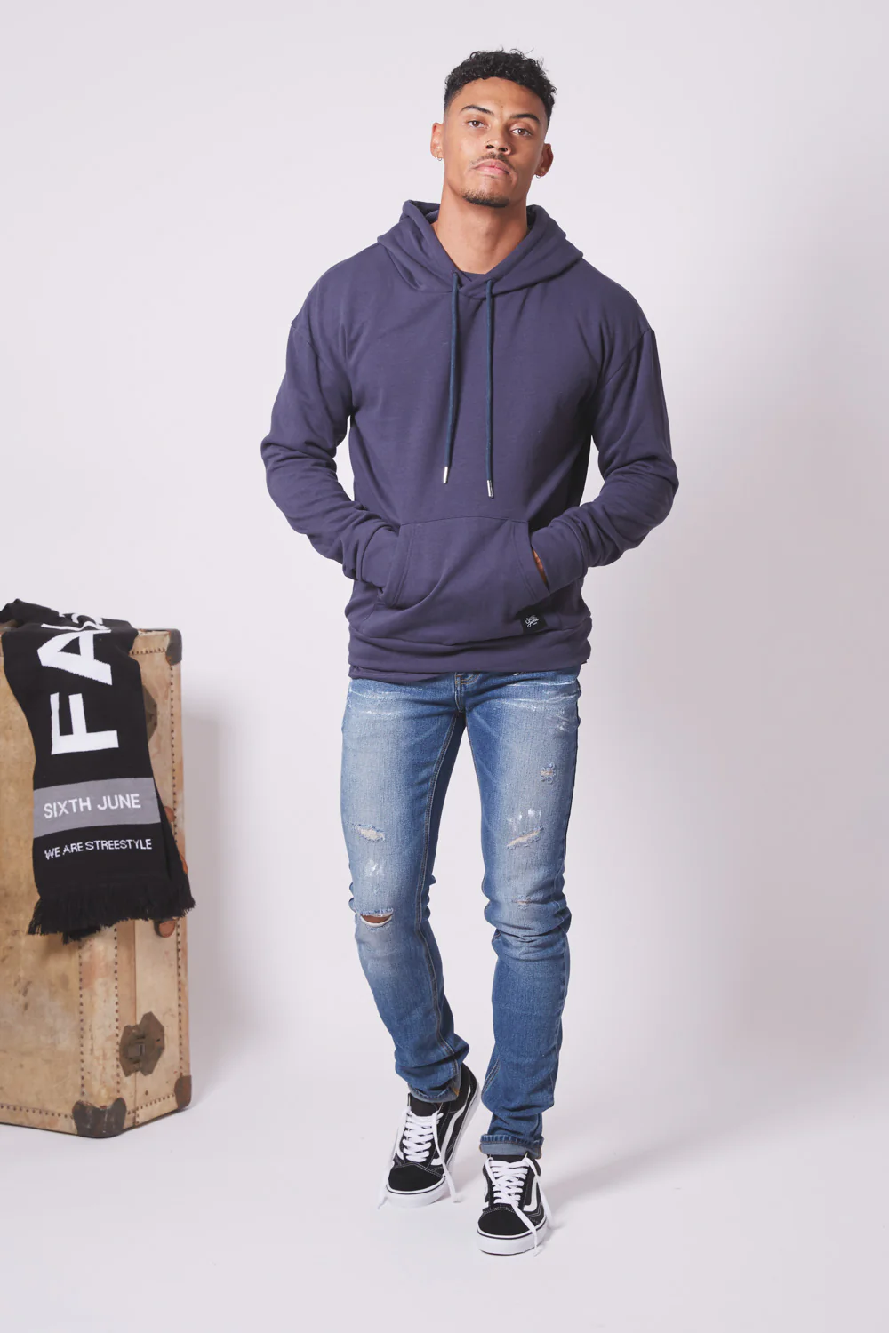 Sweat capuche classique Sixth June bleu foncé - Image 2