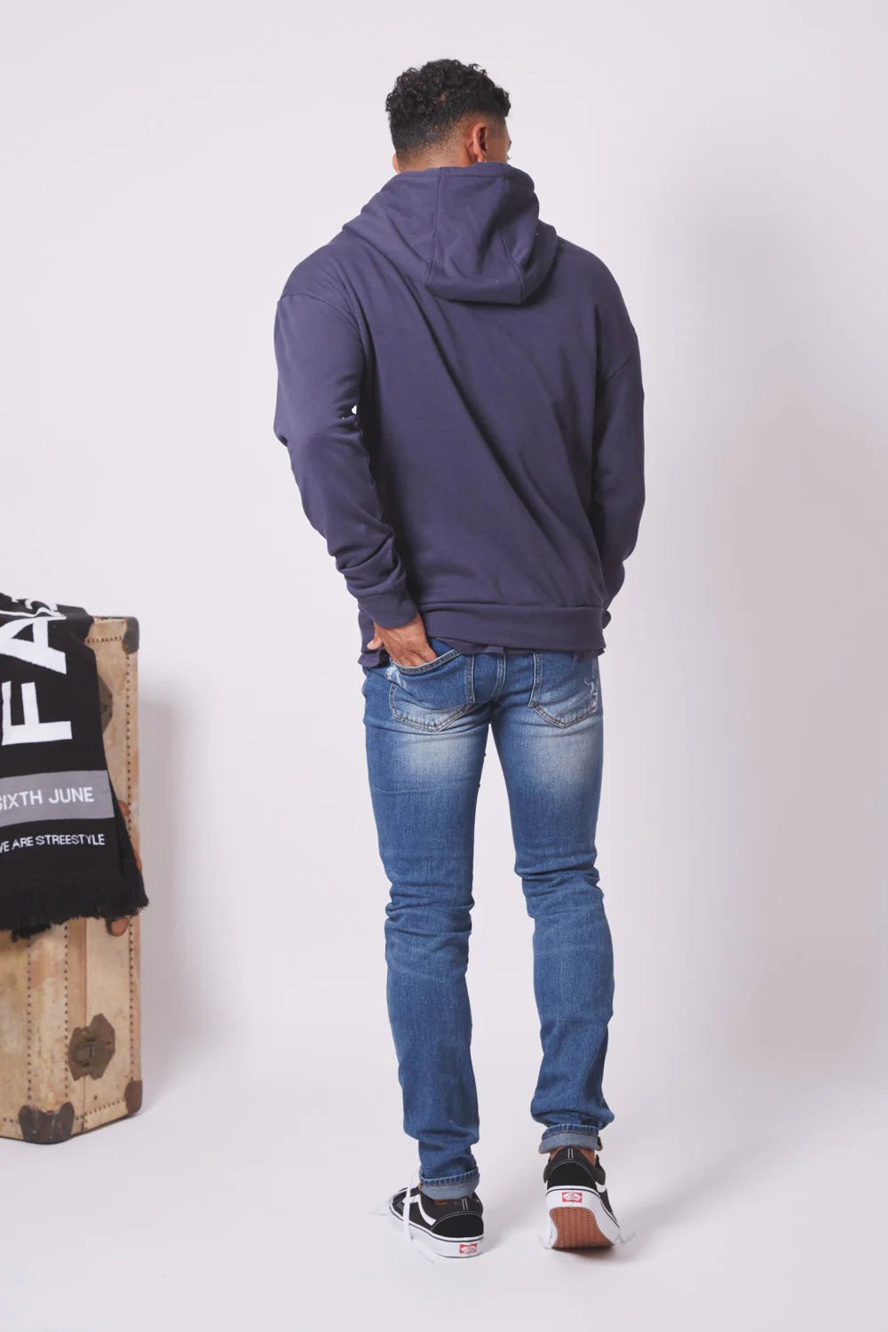 Sweat capuche classique Sixth June bleu foncé - Image 4