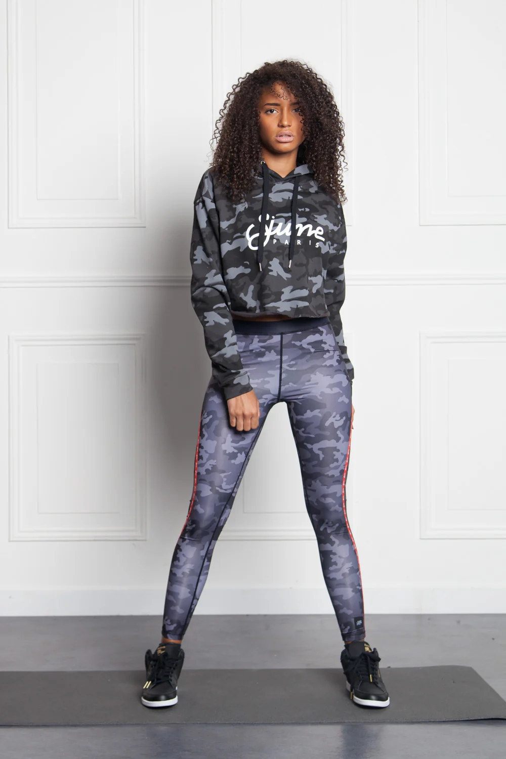 Sweat capuche court camouflage Sport noir W2385VSW - Image 2