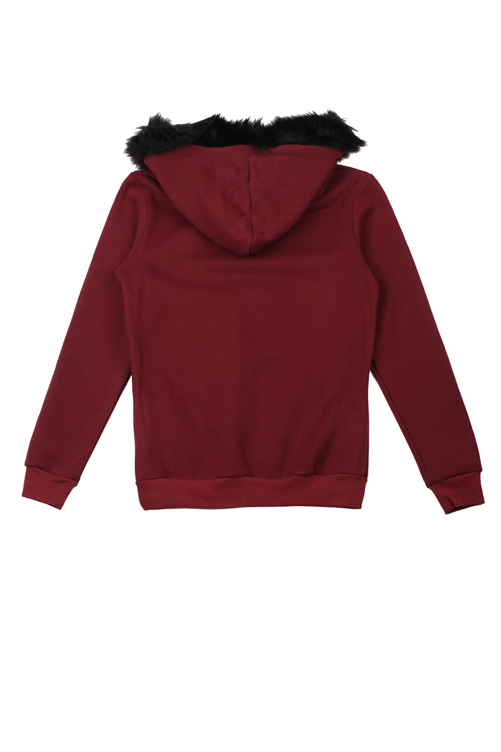 Sweat capuche fourrure Femme bordeaux 2165C - Image 6