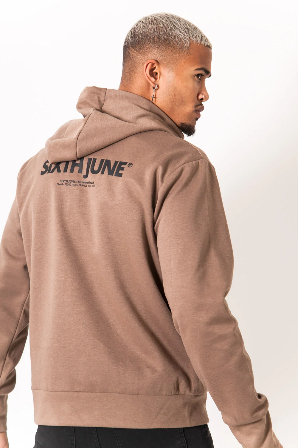 Sweat capuche imprimé marron - Image 5