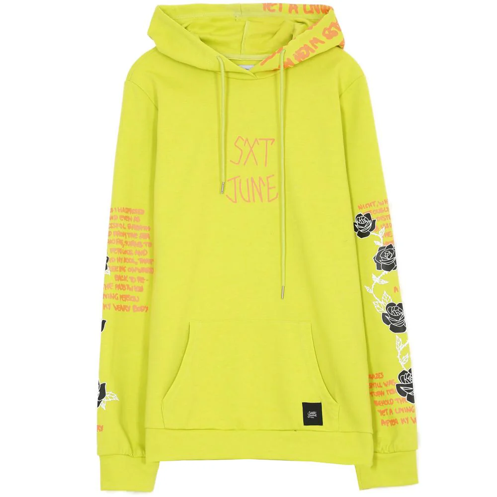Sweat capuche imprimé tête de mort jaune fluo - Image 7