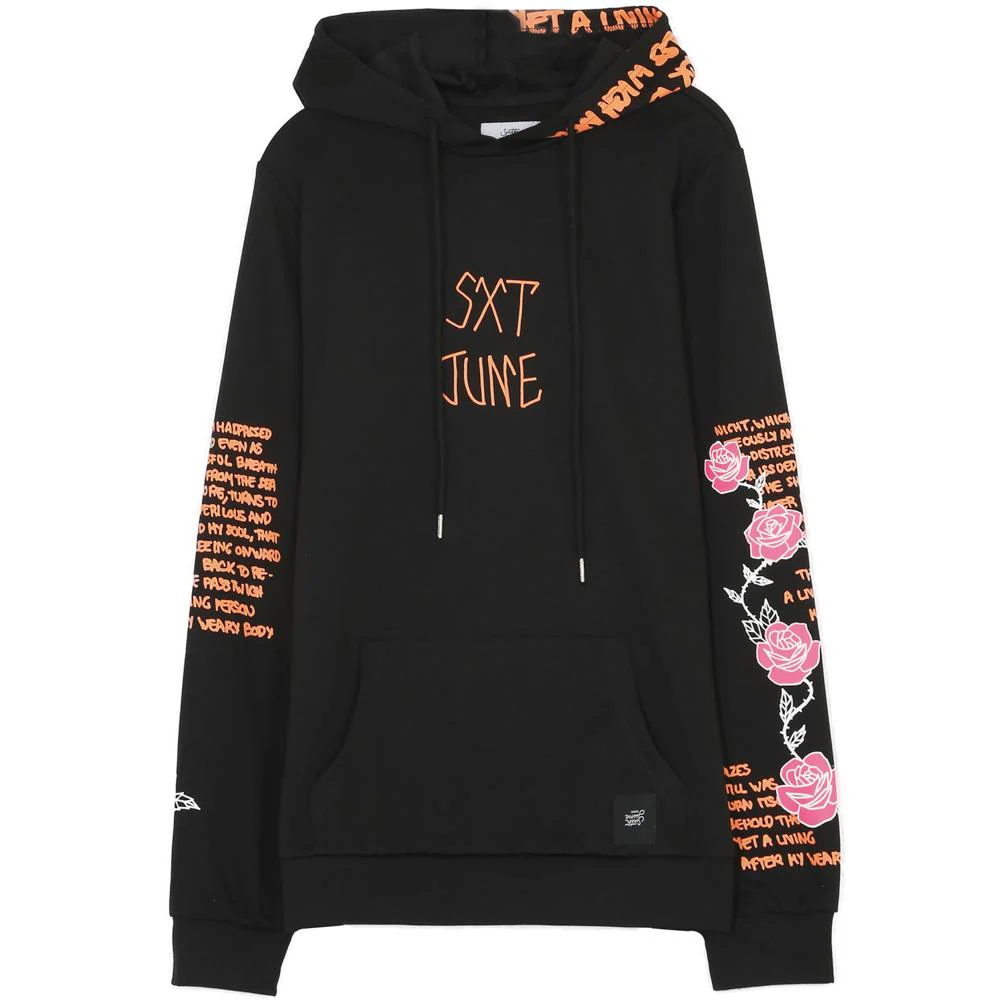 Sweat capuche imprimĂ© tĂȘte de mort noir orange - Image 7
