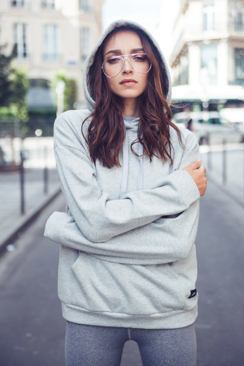 Sweat capuche large gris clair - Image 3