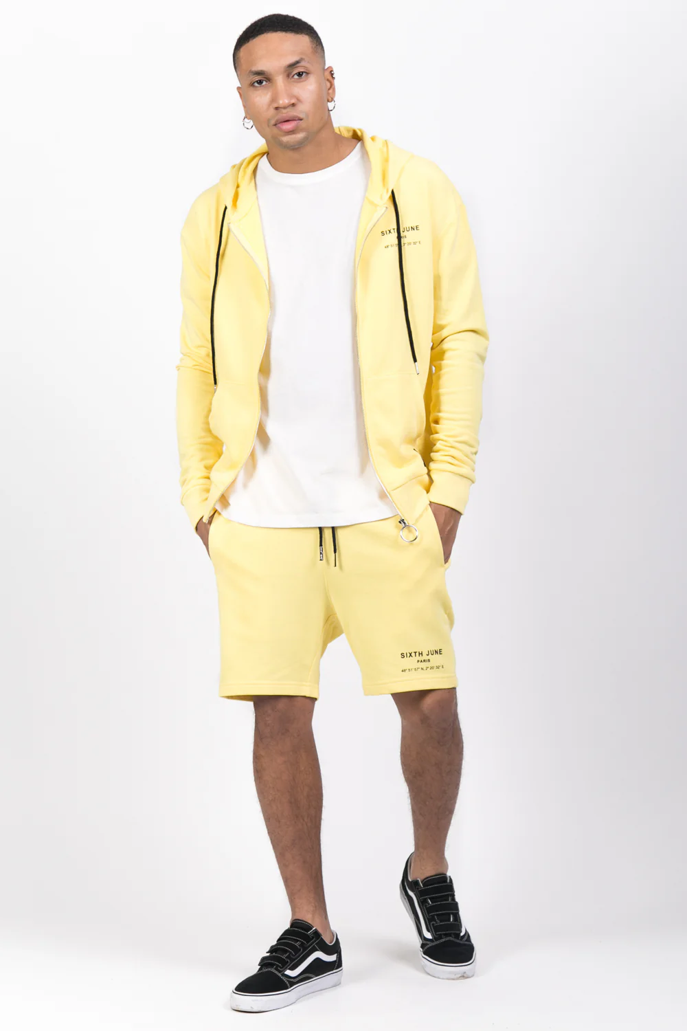 Sweat capuche Paris GPS zippé jaune - Image 2