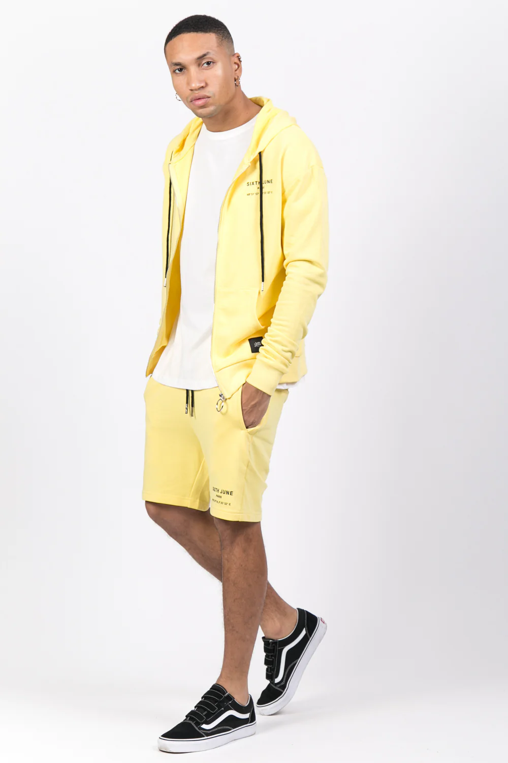 Sweat capuche Paris GPS zippé jaune - Image 4