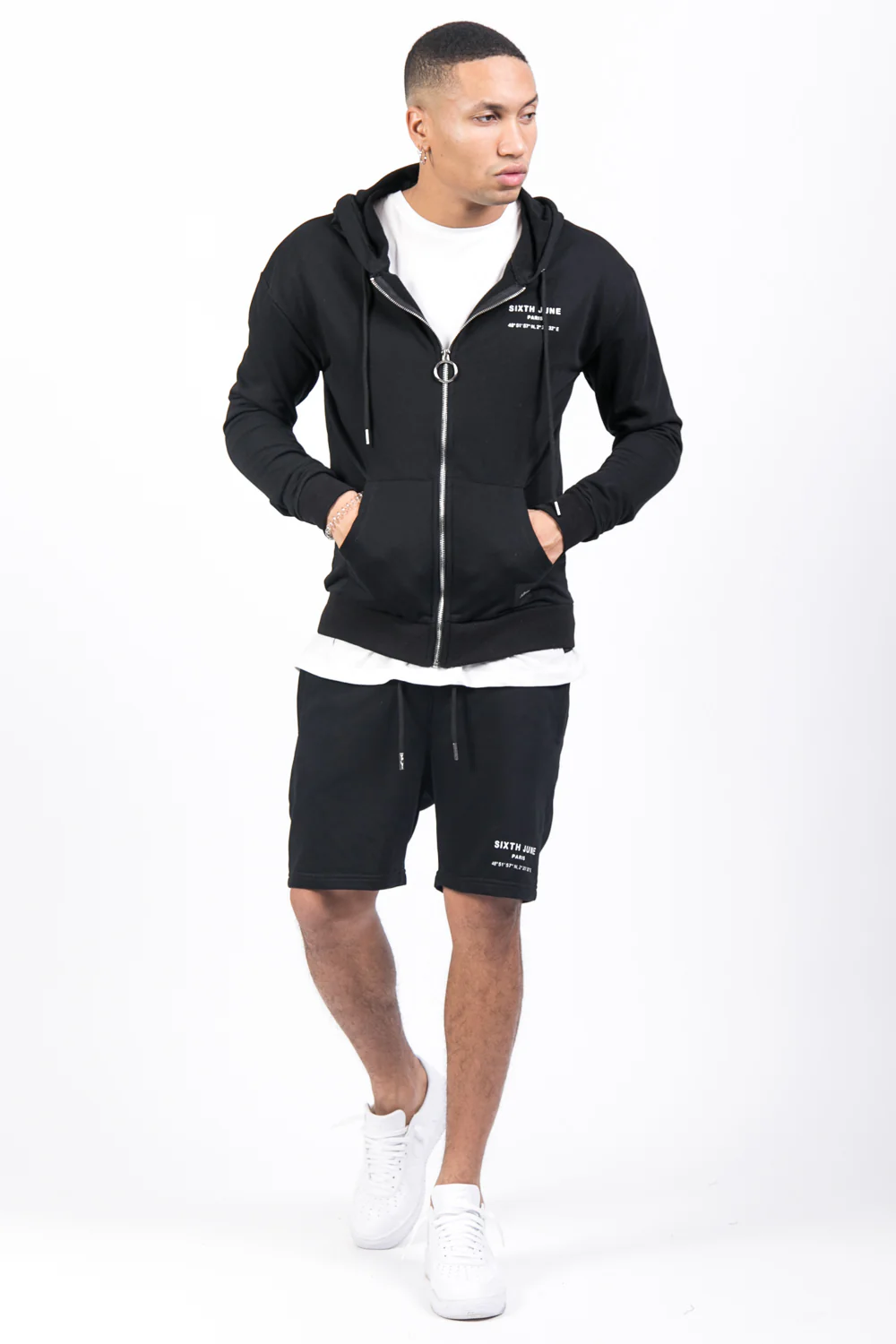 Sweat capuche Paris GPS zippé noir - Image 2