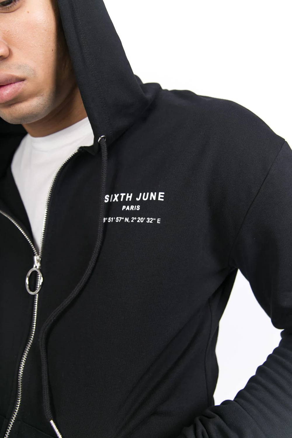 Sweat capuche Paris GPS zippé noir - Image 6