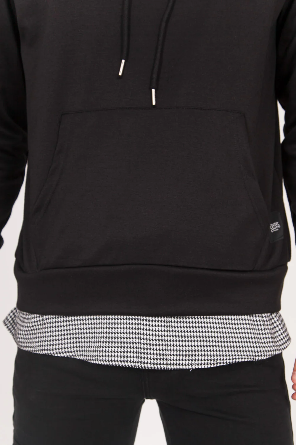 Sweat capuche pied-de-poule logo noir - Image 3