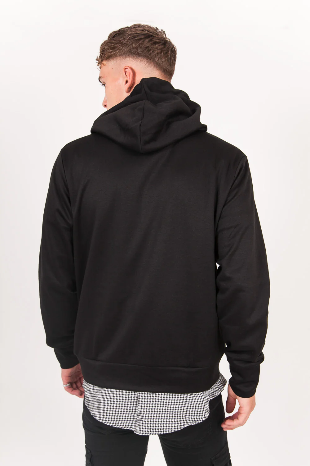 Sweat capuche pied-de-poule logo noir - Image 7