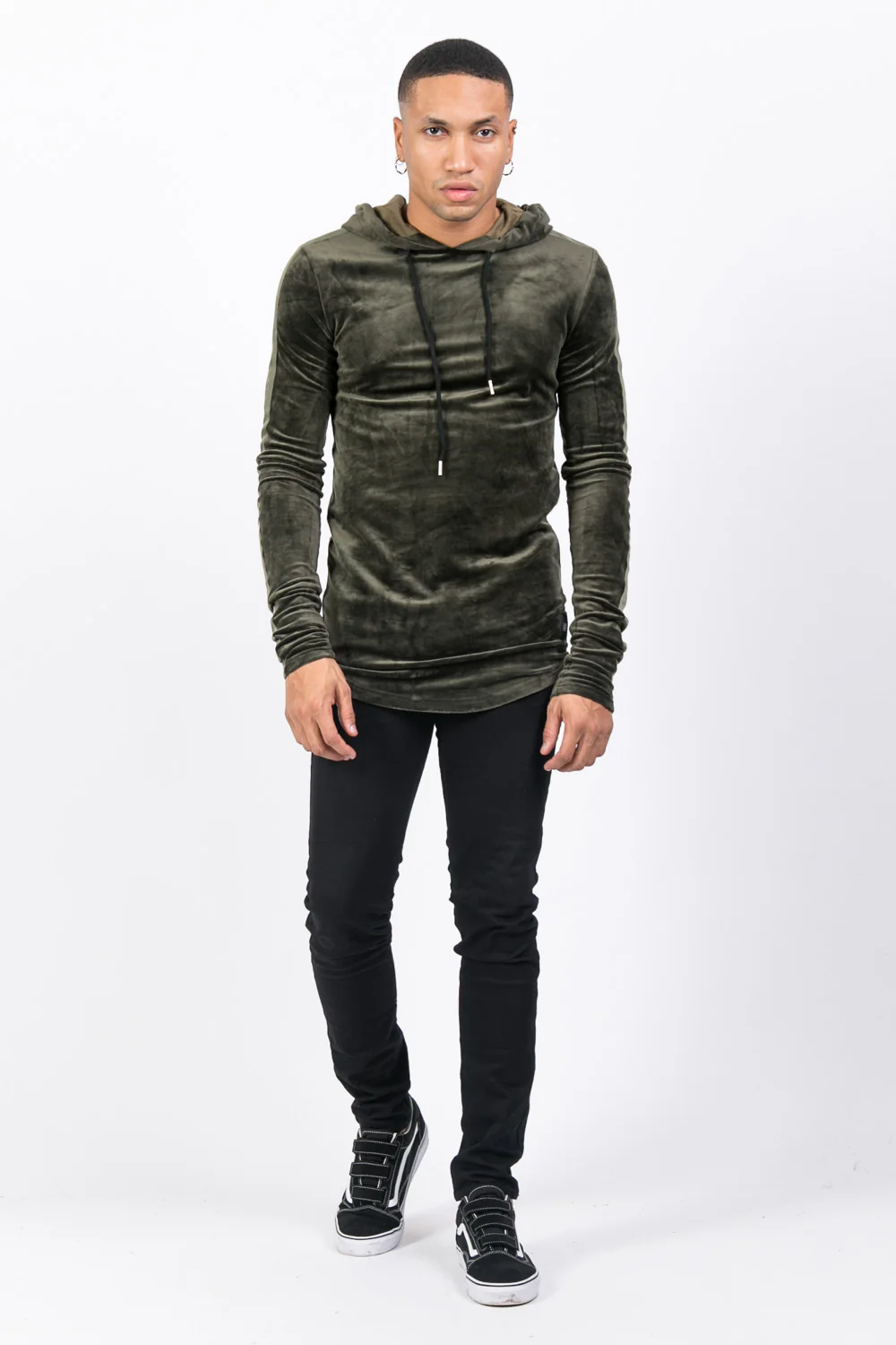 Sweat capuche velours kaki - Image 2