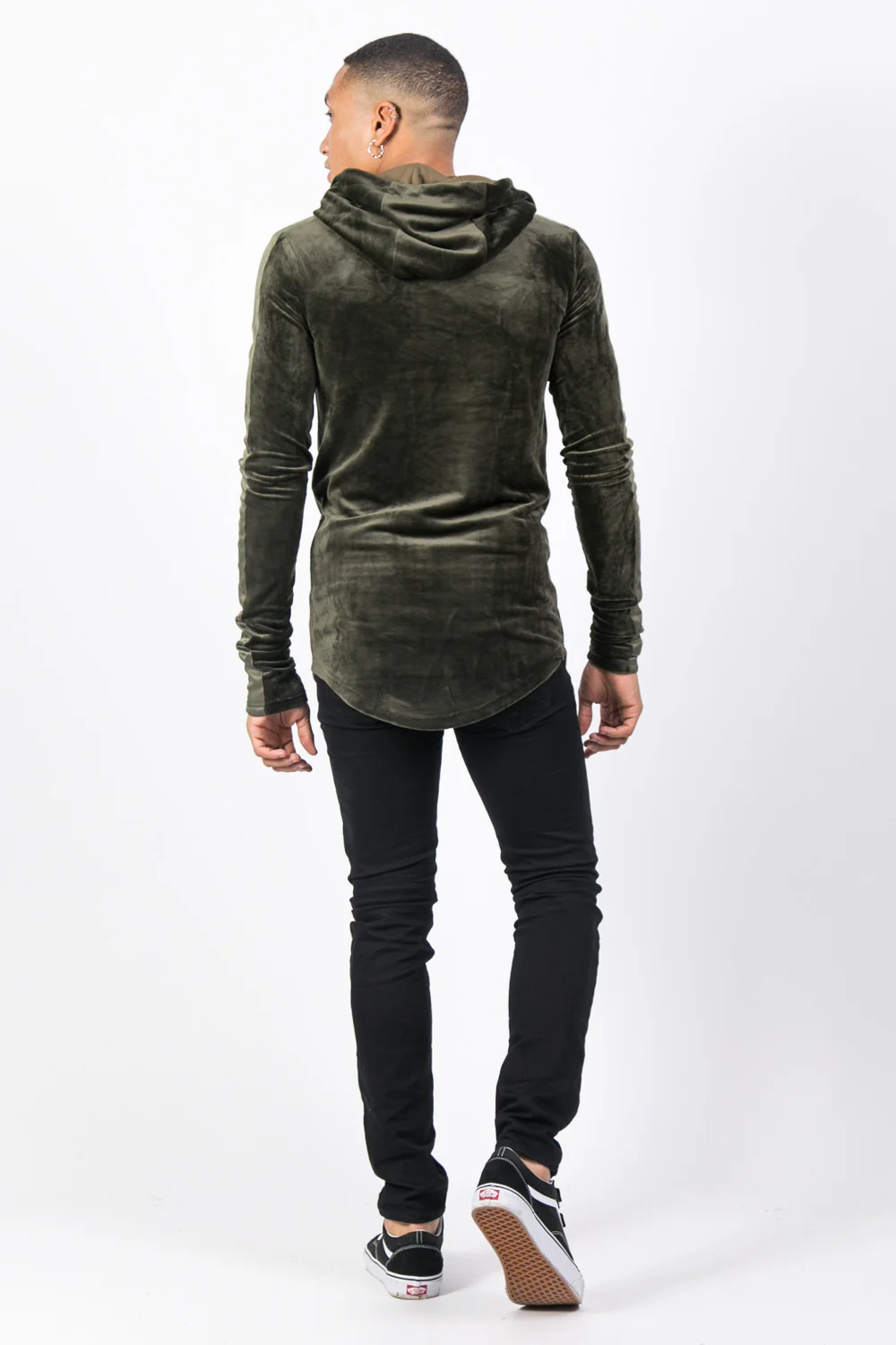 Sweat capuche velours kaki - Image 3