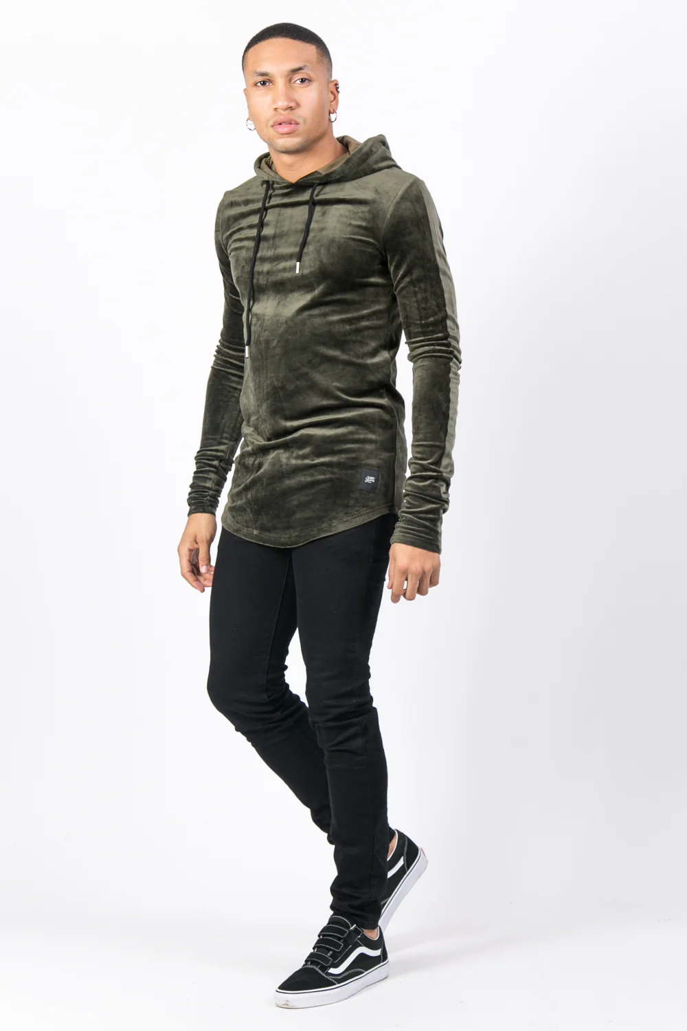 Sweat capuche velours kaki - Image 4