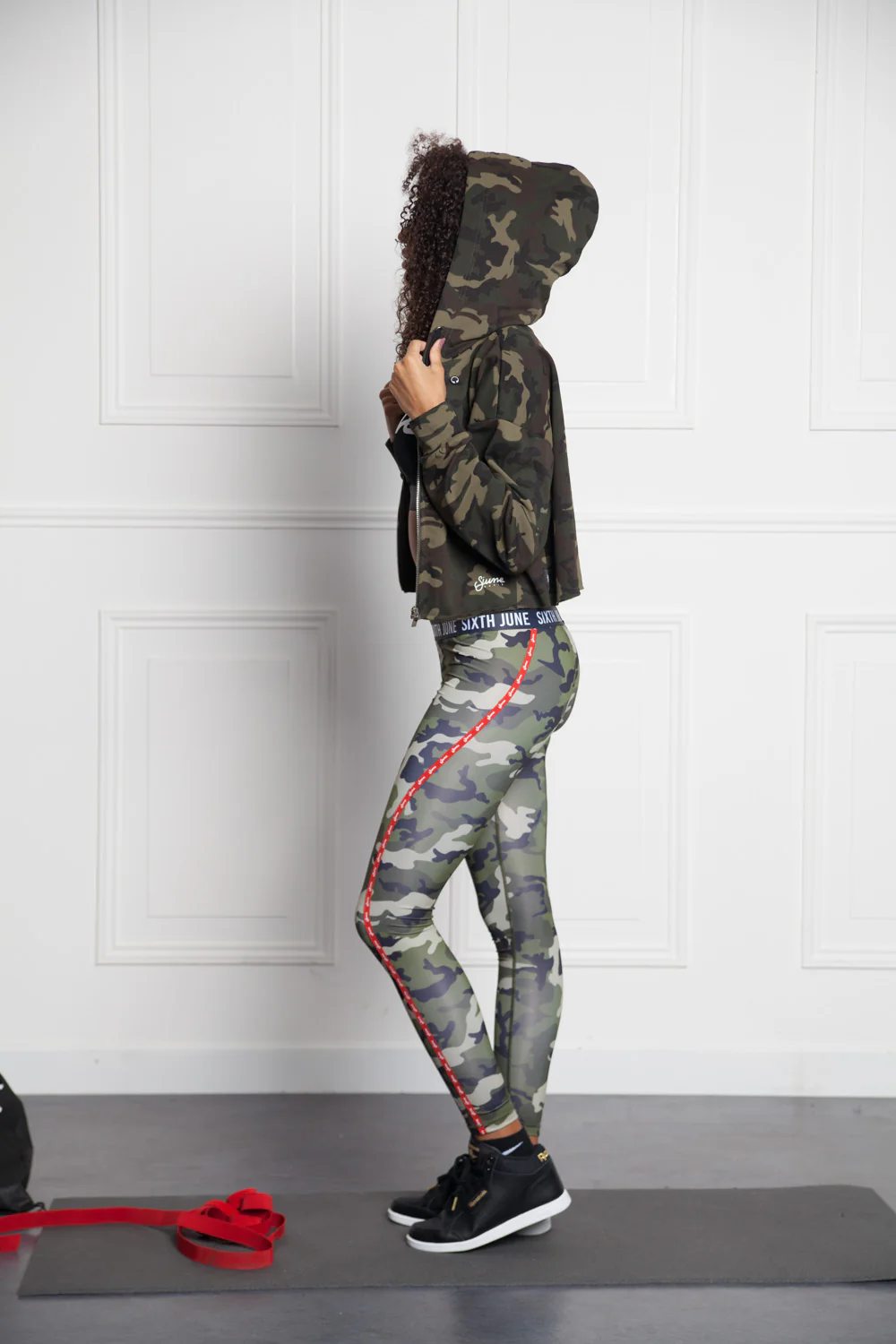 Sweat capuche zippé camouflage Sport kaki W2387VJA - Image 3